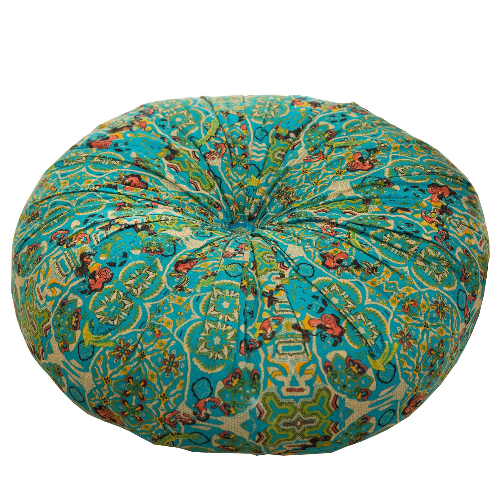 Huierxun Moroccan Printed Round Chair Pads Cotton Linen Soft Comfort Chair Cushion Colorful Pompom Seat Cushions for Indoor Dining Room and Kitchen
