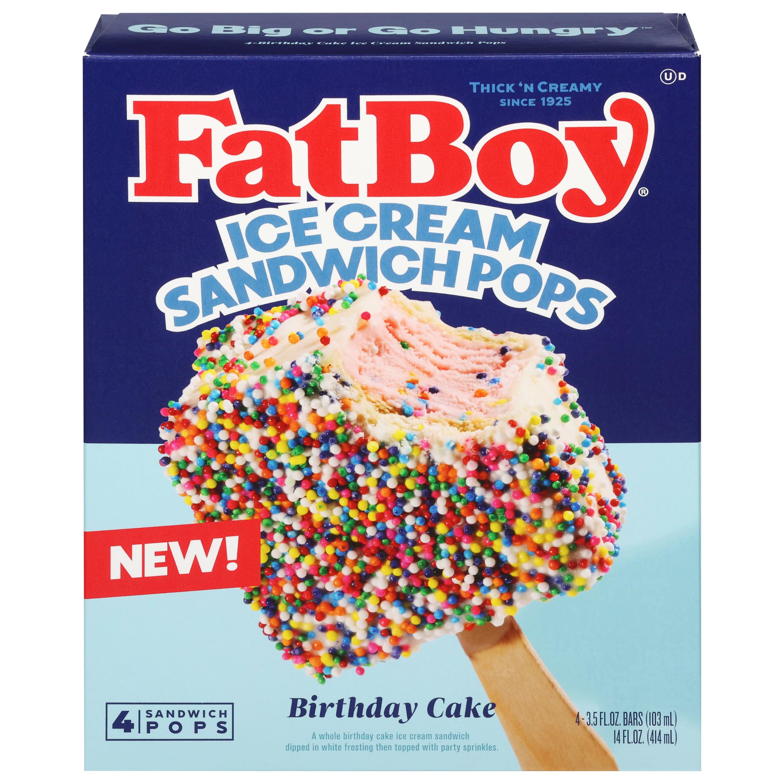 Fat Boy, Birthday Cake Ice Cream Sandwich, 14 Fl Oz