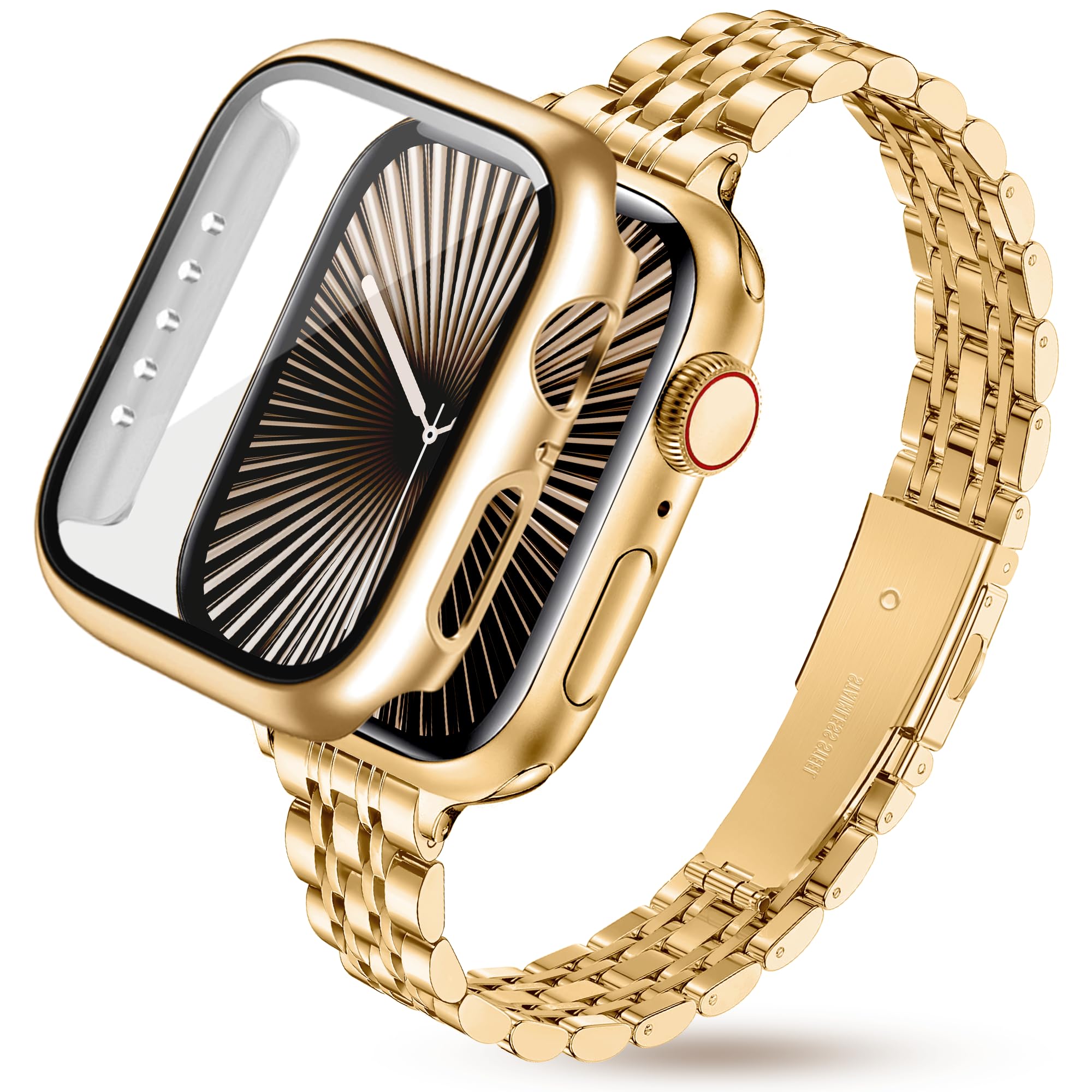 Aniaboho Damen Extrem Slim Metallarmband kmpatibel mit Apple Watch Armband 40mm 41mm 42mm(Series 11/10) 44mm,Slim Wunderschön armband,feines Band und Hülle für iWatch SE 3 2 1 Series 11 10 9 8 7 6 5 4