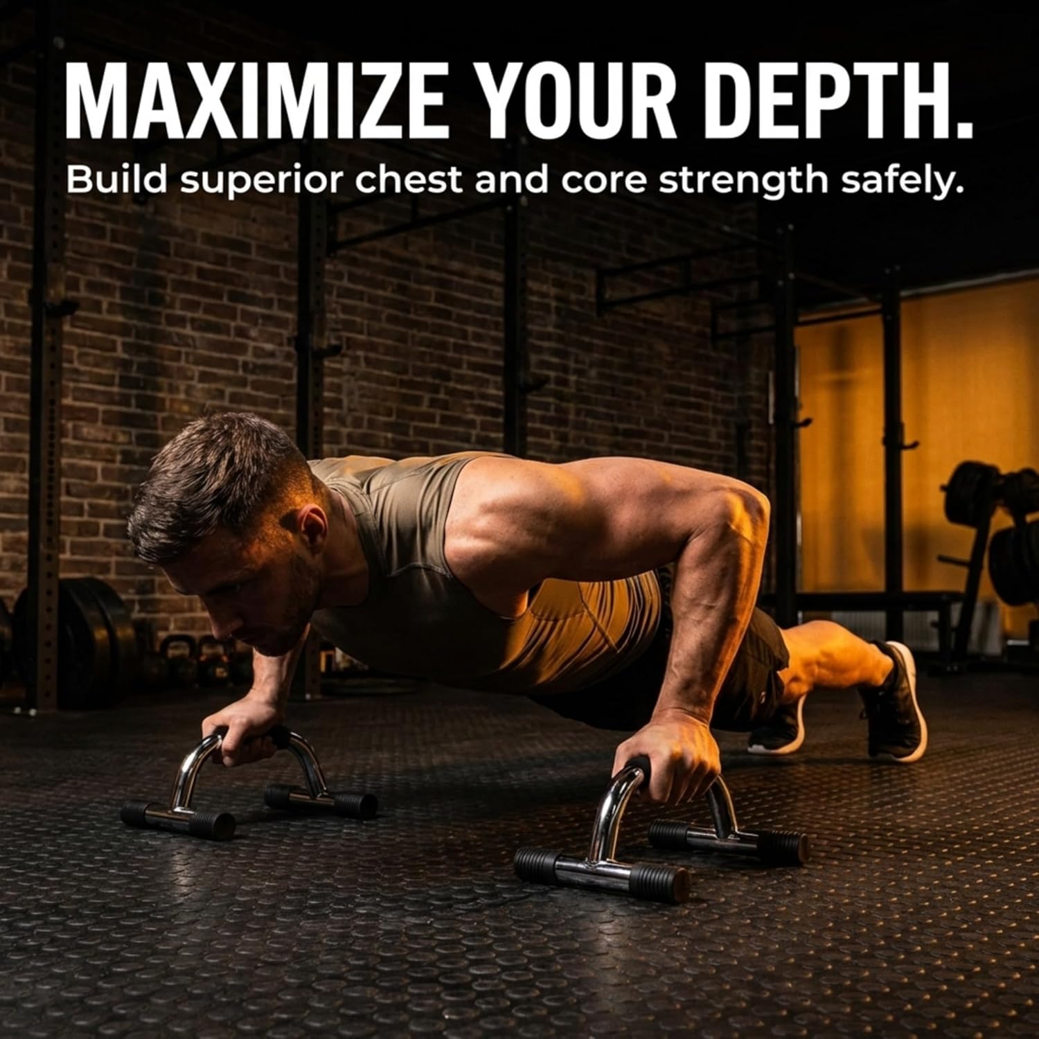 Enhance Upper Body Strength: Training Push Up Bars for Shoulders, Chest & Core - Non-Skid Feet, Compact & Portable
