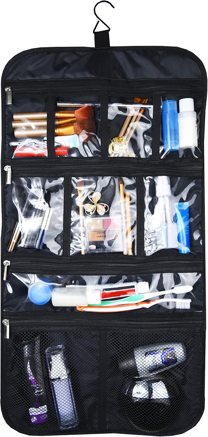 Freegrace Premium Hanging Toiletry Travel Bag - Cosmetic, Jewelry, Toiletry & Accessory Storage Organizer Bag, Large Size, Various Compartments - Image 3