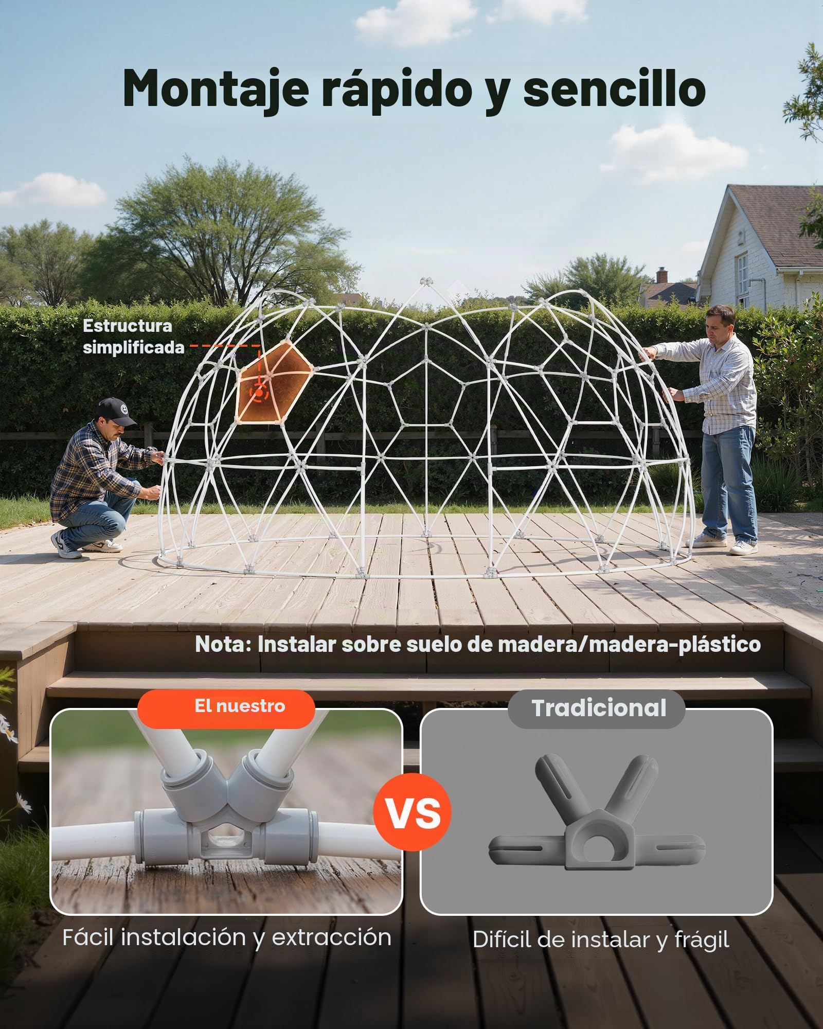 VEVOR Tienda de Campaña con Cúpula de Burbujas, 290 x 175 cm Tienda de Campaña Transparente de PVC para 2-4 Personas con Ventana para Exterior, Camping, Patio, Jardín, Fiesta, Cumpleaños, Boda