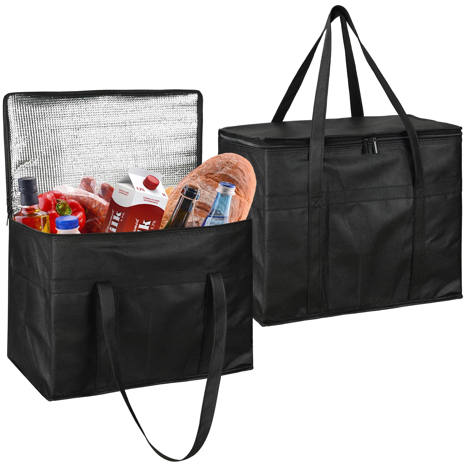 30L Cooler Bag, Portable Lunch Bag with Zipper, Food Camping Coolers, Food Delivery Bag Large Ice Bag Thermal Insulation Picnic Bag, Large Soft Cooler Bag Great for Outdoor/Camping/BBQ/Picnic (2pcs)