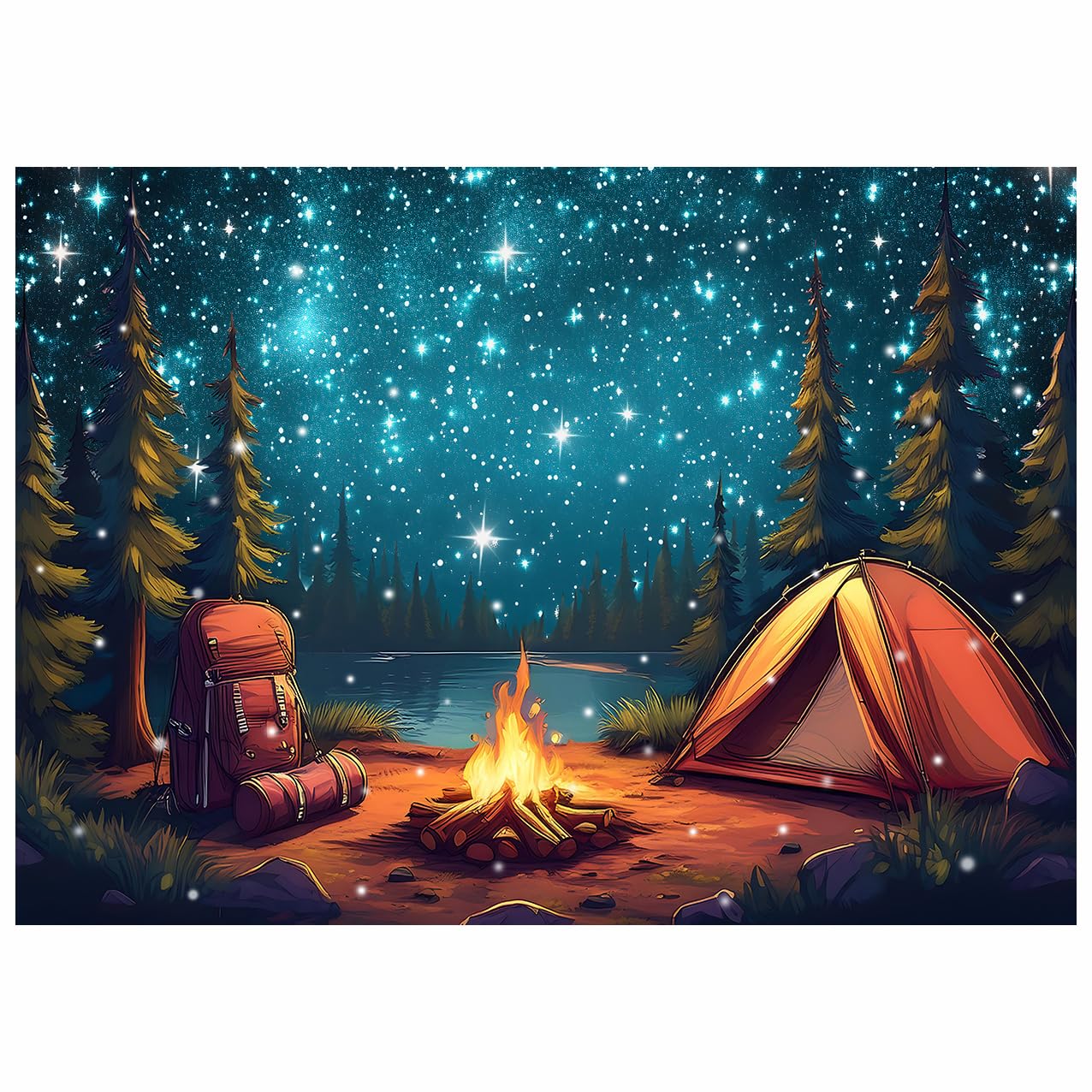 AIIKES 7x5ft Forest Scene Camping Backdrop Campfire Tent Backdrops Photography for Kids Adult Birthday Party Decor Banner Studio Props XY174