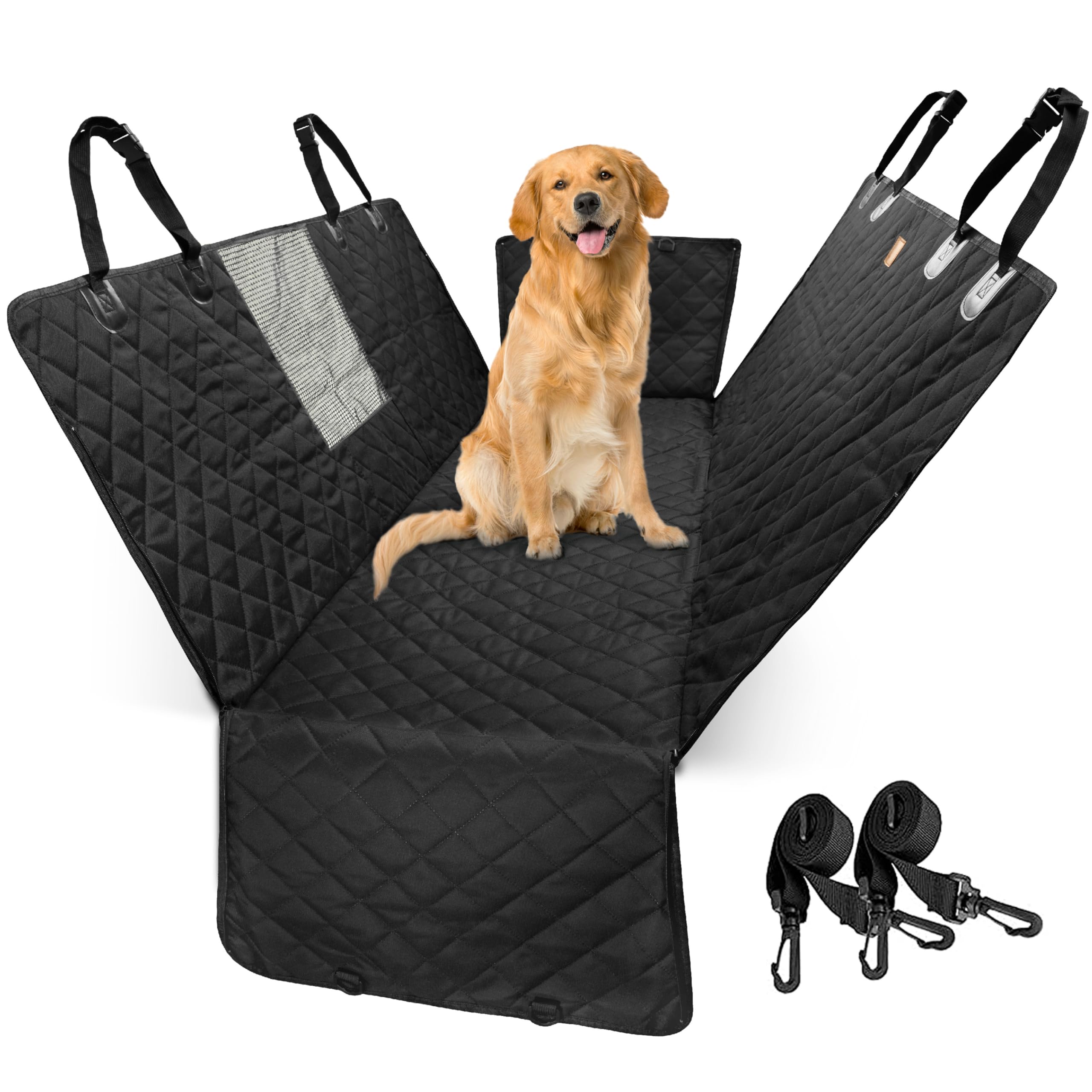 Nzonpet 4-in-1 Dog Car Seat Cover - Waterproof Hammock With Mesh Window For Cars & SUVs