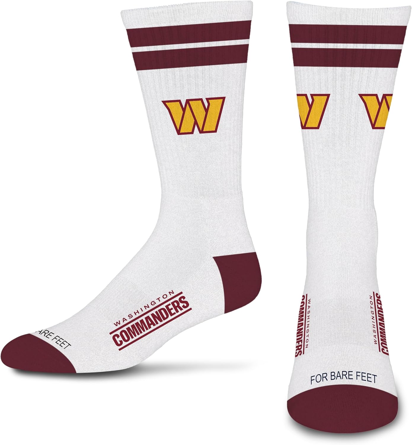 For Bare Feet NFL White Stripes Crew Sock YOUTH