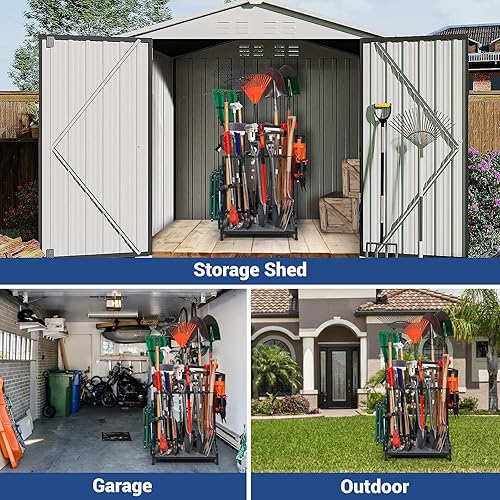 Miniatura 4 de Organizador de herramientas de jardín, estante de herramientas de patio que sostiene 55 herramientas de mango largorastrillosescobas para