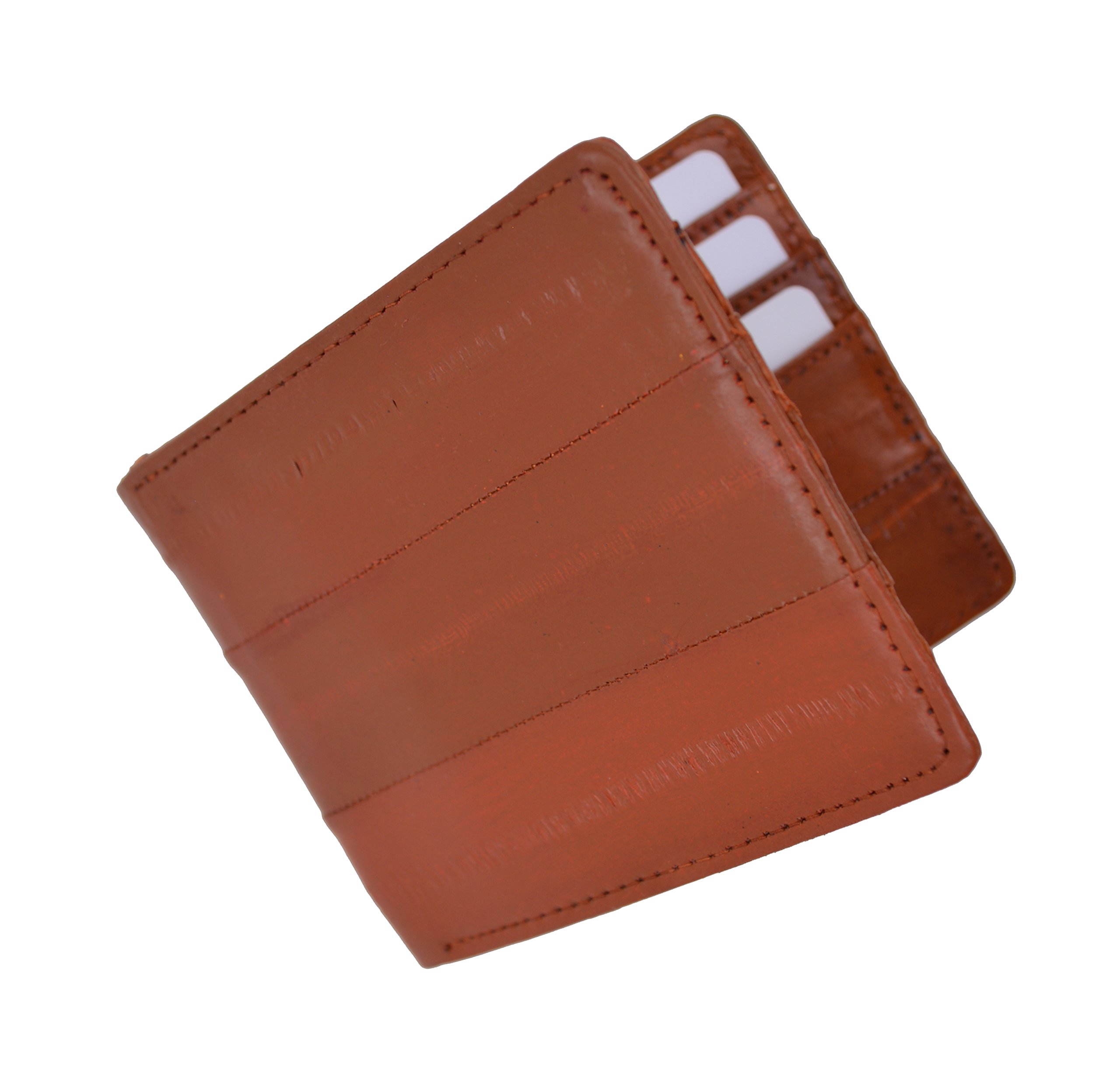 MARSHAL Cartera plegable de piel suave con clip central para dinero, Canela, Standard