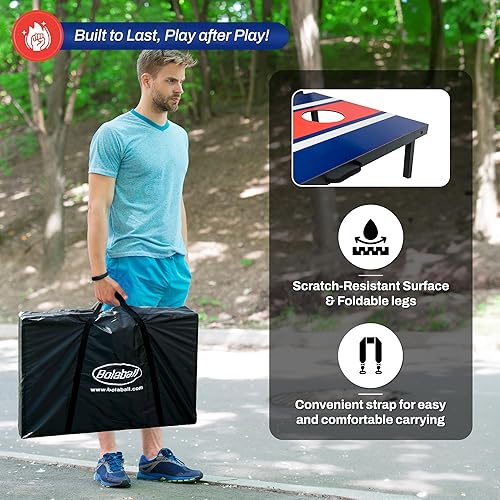 Miniatura 5 de Bolaball Juego de tablero de Cornhole con 8 bolsas de lanzamiento, 2 x 3 pies, juegos de mesa portátiles de madera para cornhole, juegos de interior