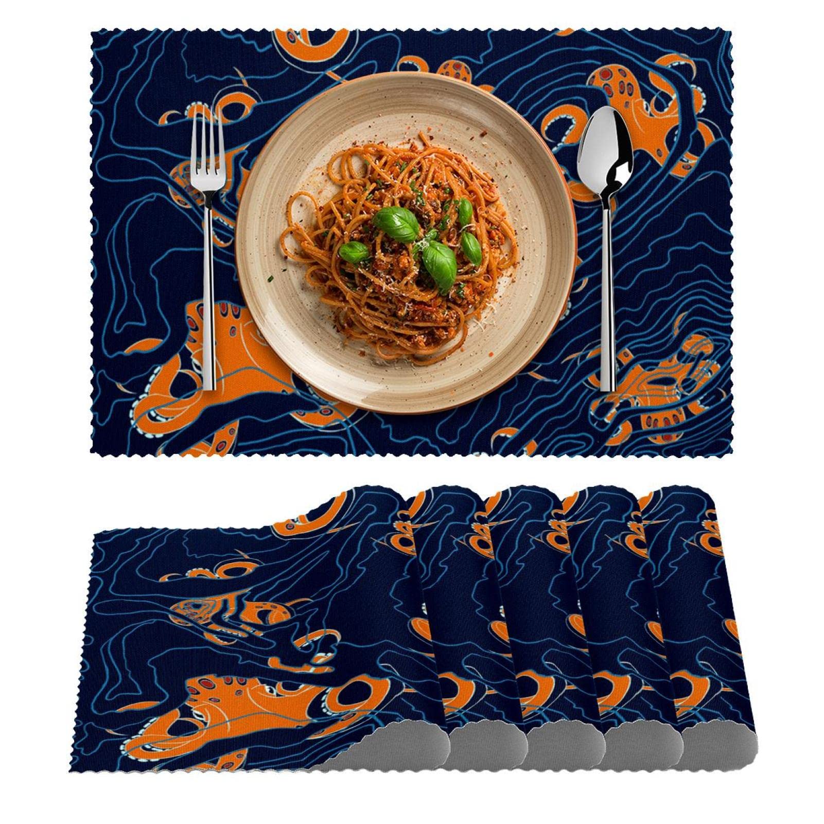 Sets de table pour cuisine et extérieur lot de 4 rectangulaires en polyester