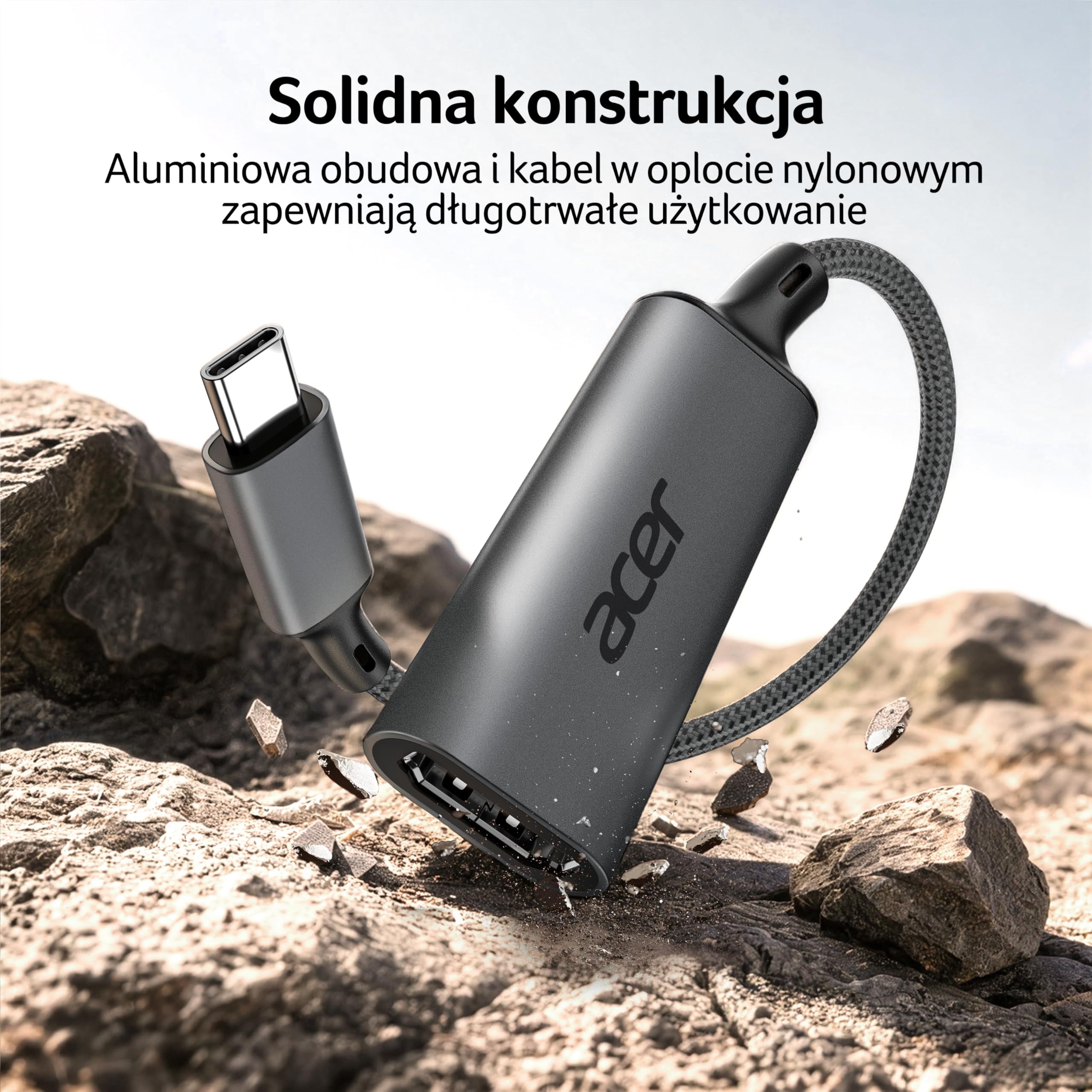 Acer Adapter USB C do HDMI 4K@60Hz, Adapter Typu C HDMI HDR, Thunderbolt 5/4/3 Kompatybilny z Monitorem, MacBookiem Pro Air, iMacem, Serią iPhone 17, iPadem Pro Air, Galaxy S26, laptopem, XPS itp.