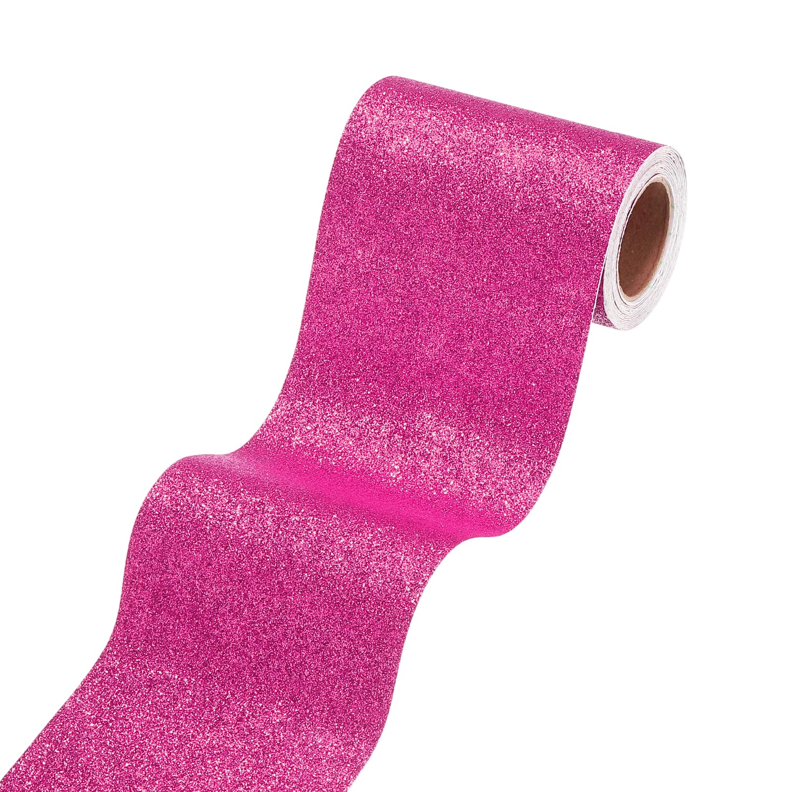 sourcing map 4" x 118" Rose Glitter Wallpaper Border, Peel and Stick Self Adhesive Sparkle Glitter Contact Paper Border for Mirror Bulletin Board DIY Crafts Decor