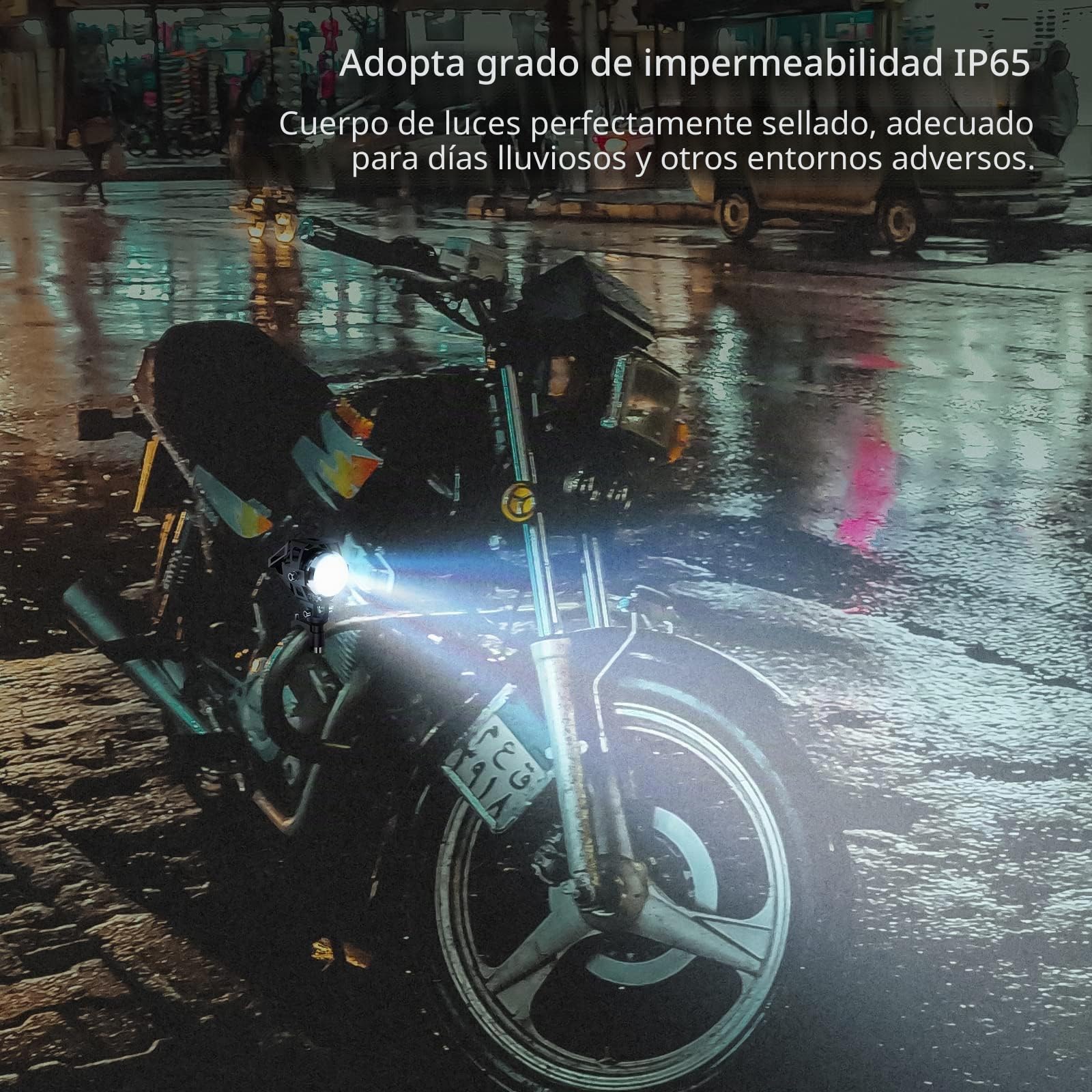 PROZOR - 2 faros delanteros U5 para motocicleta, 360 °, ajuste 15 W, 3000 lm, faros delanteros de motocicleta, LED con interruptor IP65, sellado, faros antiniebla LED para 12/24 V