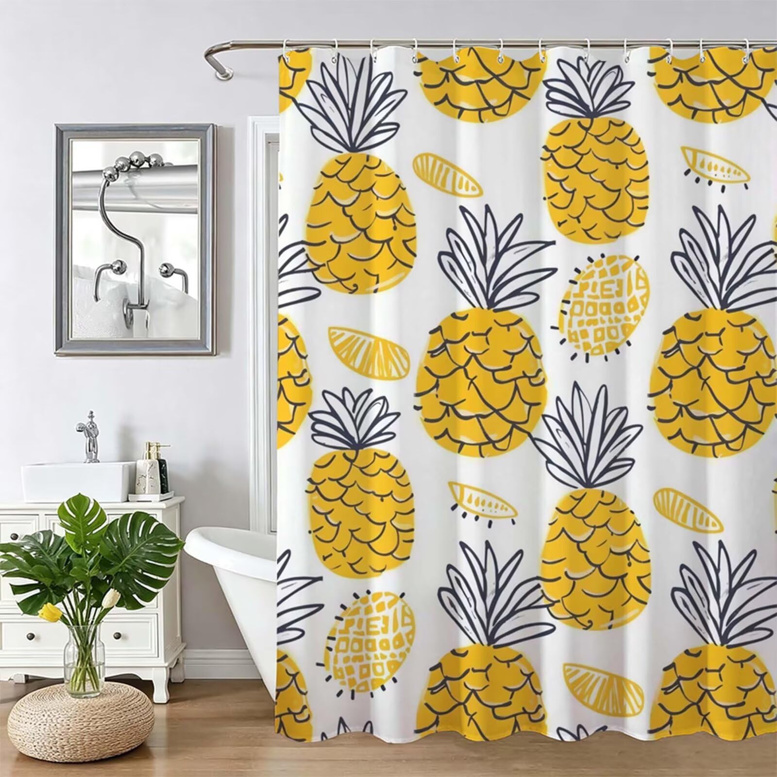 Tenda Doccia in Poliestere arancia,Tende per Doccia Extra Lunga 240x200cm,frutta Tenda Vasca da Bagno Tessuto Lavabile,Impermeabile e Facile da Pulire,con 12 Ganci,Decorazione per Bagno,Hotel Z-450