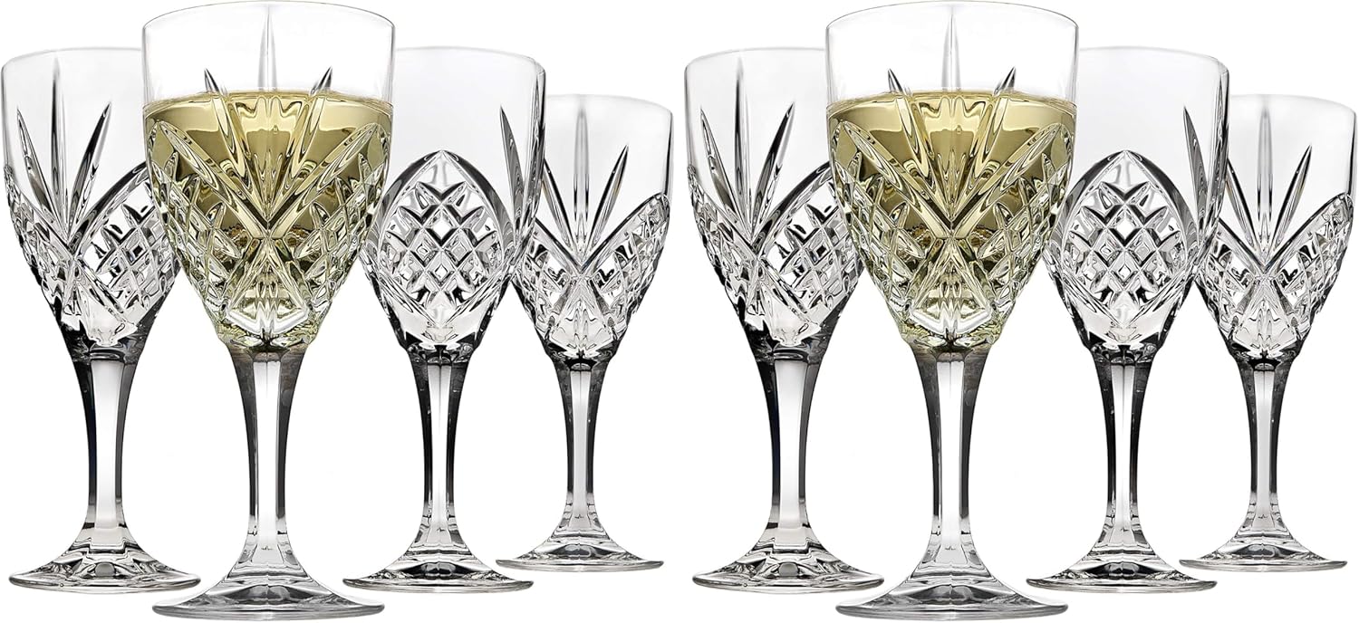Godinger Dublin Wine Glasses, Goblet Glasses Martini Glass, Drinking Glasses, Stemmed White Wine Glass Goblets - 6.75oz, Set of 4