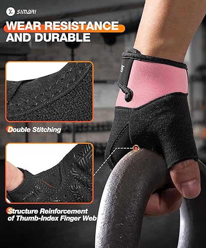Miniatura 4 de SIMARI Guantes de entrenamiento transpirables para hombres y mujeres, guantes de levantamiento de pesas con relleno, agarre, protección completa de