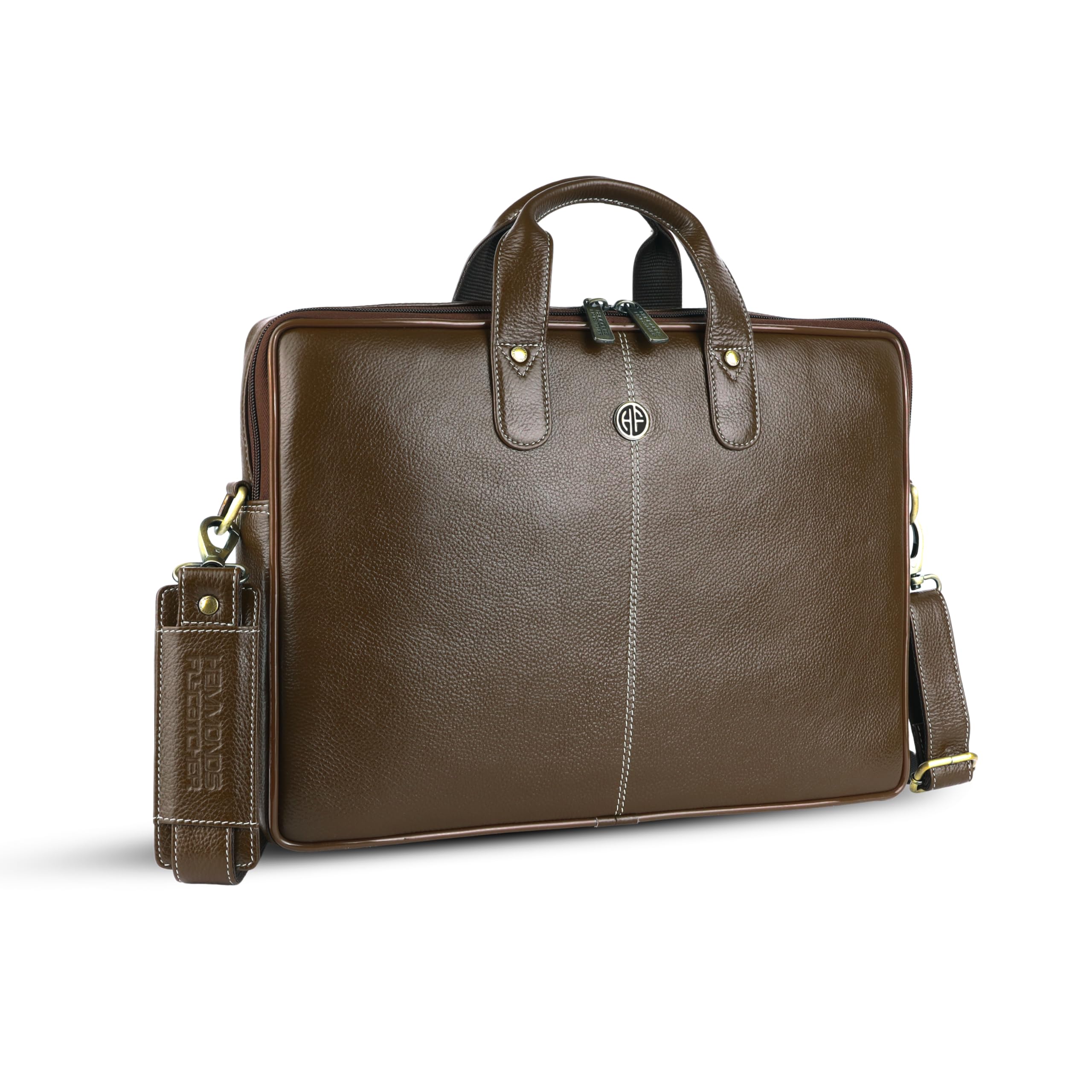 HAMMONDS FLYCATCHER Genuine Leather Office Bag for Men - 15.6 Inch Laptop Bag for Men for Professionals, Business Travelers - Adjustable Straps & Multiple Compartments - 1 Year Warranty - Brushwood