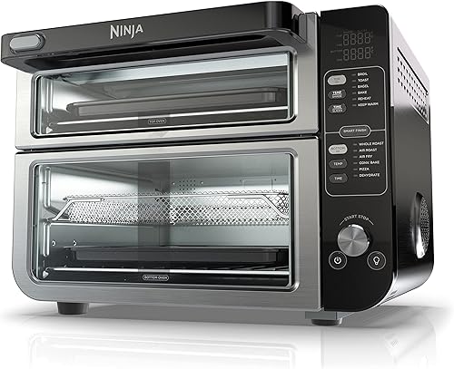 Ninja Horno doble DCT401 12 en 1 con FlexDoor, FlavorSeal y acabado inteligente, convección superior rápida y parte inferior de freír al aire,