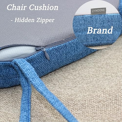 Miniatura 6 de ZYHOONE Cojín para silla de comedor con lazos, espuma viscoelástica de 2 pulgadas, almohadilla de asiento y cojín antideslizante para cocina con