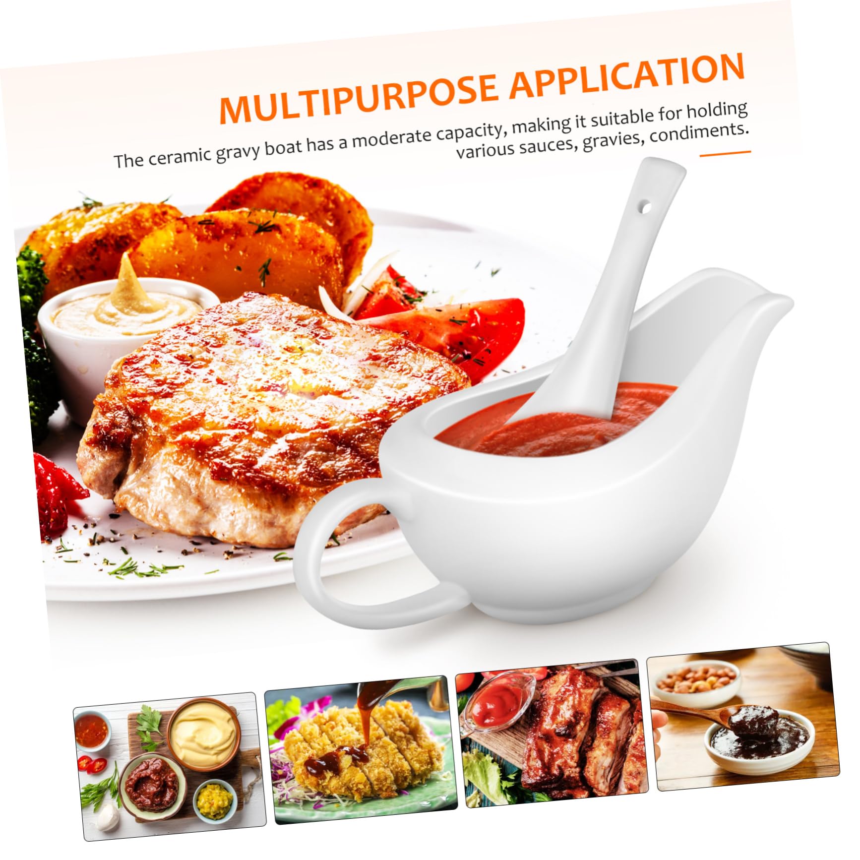 OKUMEYR Steak Gravy Bucket Spoons White Gravy Boat Cute Gravy Boat Thanksgiving Gravy Boat Bowl Gravy Boat with Saucer Dipper Pan Asian Tin Sauce Container with Lid Cat Gravy Boat Ceramics