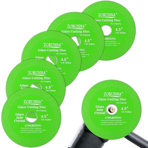 ZORUNNA 5Pcs 4.5" Glass Cutting Disc, Diamond Blade for Angle