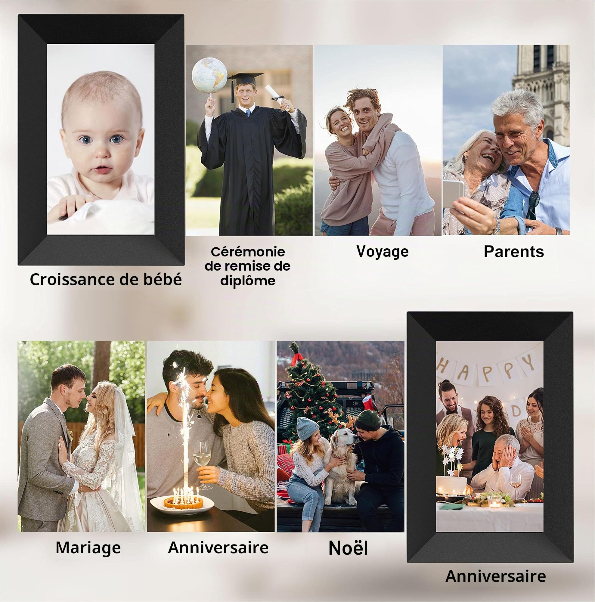 Frameo Cadre Photo numérique WiFi 10 Pouces, écran Tactile IPS 1280 * 800, partagez des Photos ou des vidéos Via l'application Frameo, pour la fête des mères