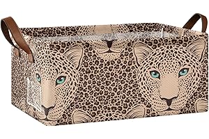 Leopard Muzzle DVD Organizer Bins Brown Storage Baskets