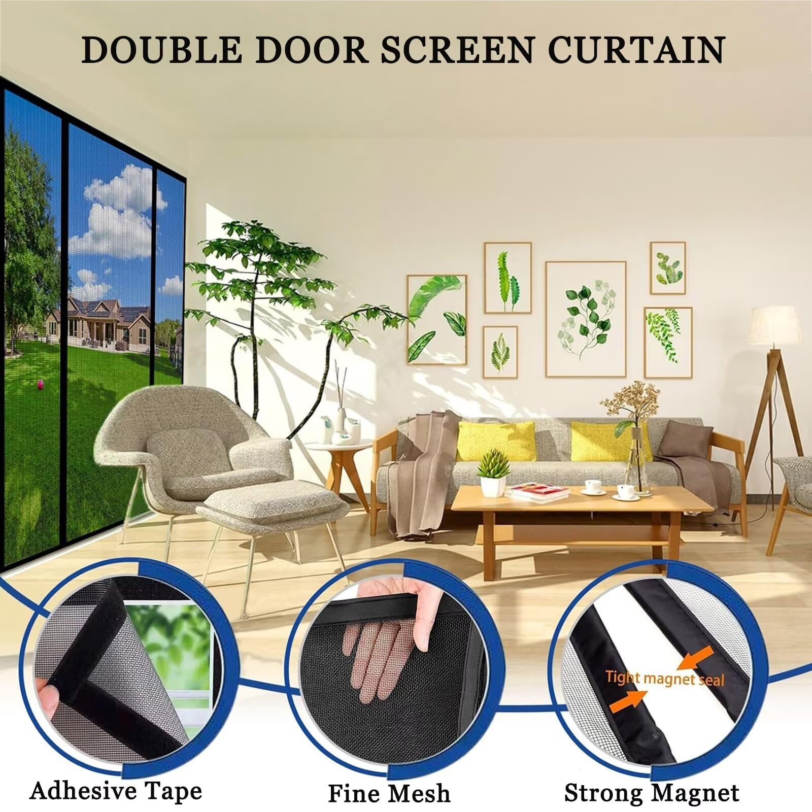 Rideau anti-insectes pour caravane 125x185cm Noir | Porte moustiquaire avec bandes magnétiques Moustiquaire magnétique Fermeture automatique
