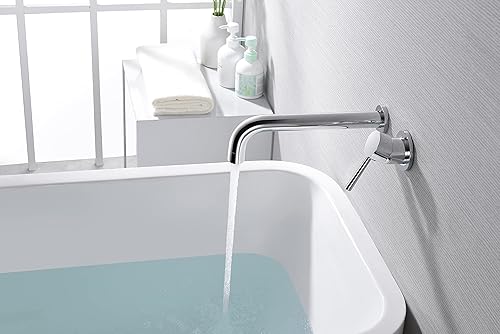 Miniatura 4 de SUMERAIN Grifo de bañera de montaje en pared con boquilla extra larga, mango único con válvula áspera de alto flujo, acabado cromado