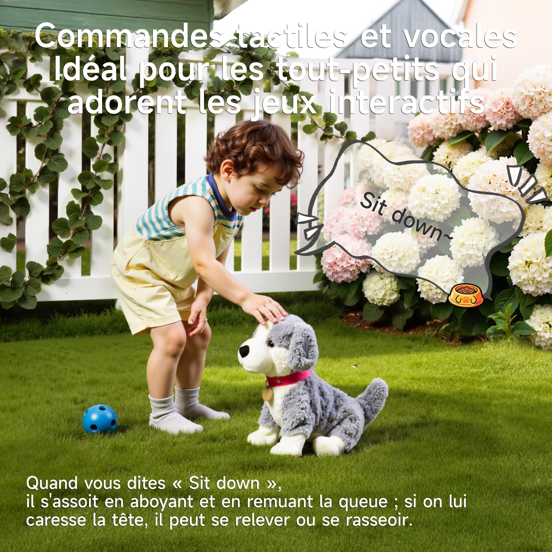 Peluche Chien Interactif à Commande Vocale, Marche, Parle, Aboie, Jouet Électronique pour Enfant 3+