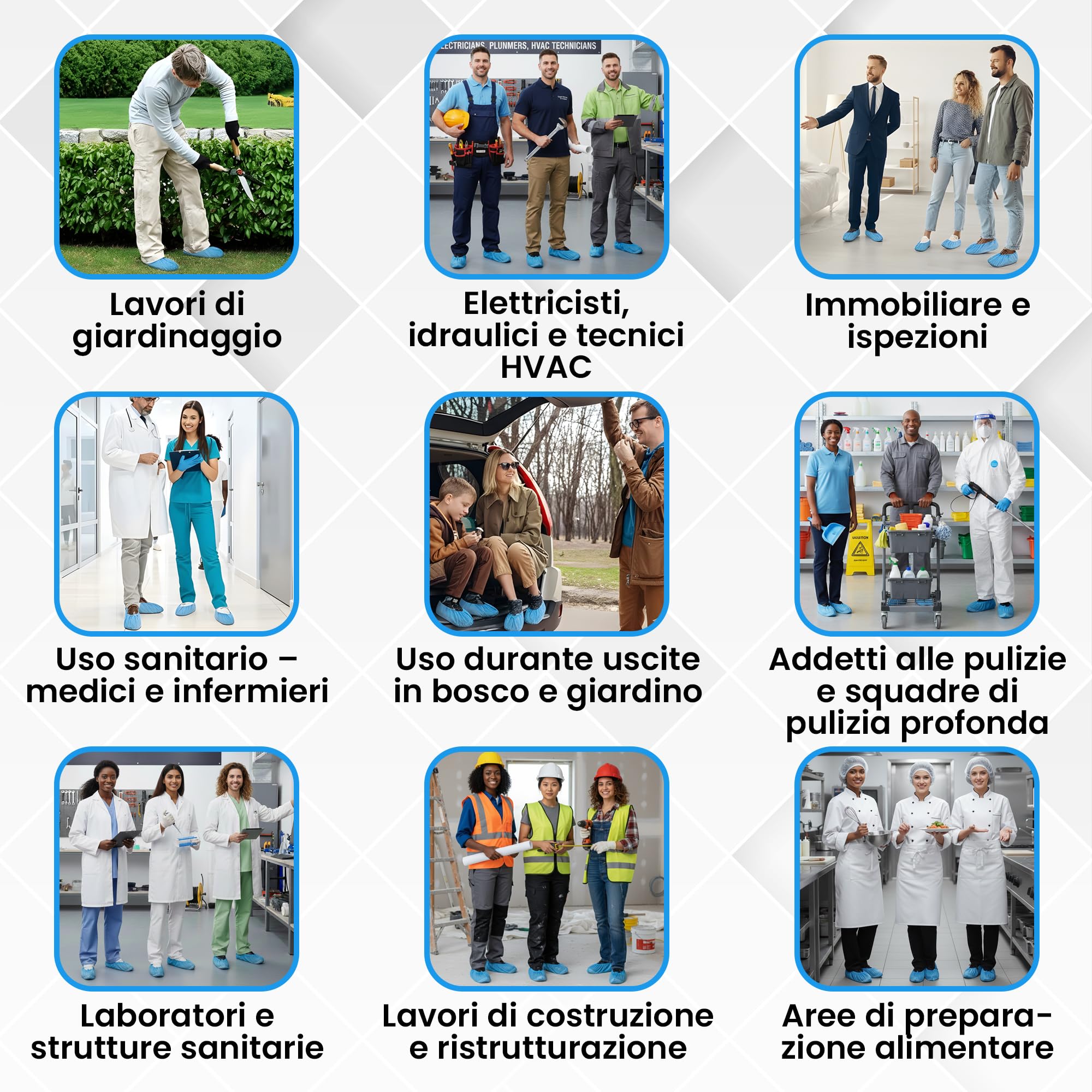 BORNOVA – Sopraccarpe usa e getta antiscivolo 30GSM – Copriscarpe in tessuto non tessuto resistente – ideale per la salute, visite a casa, casa pulita, studi medici