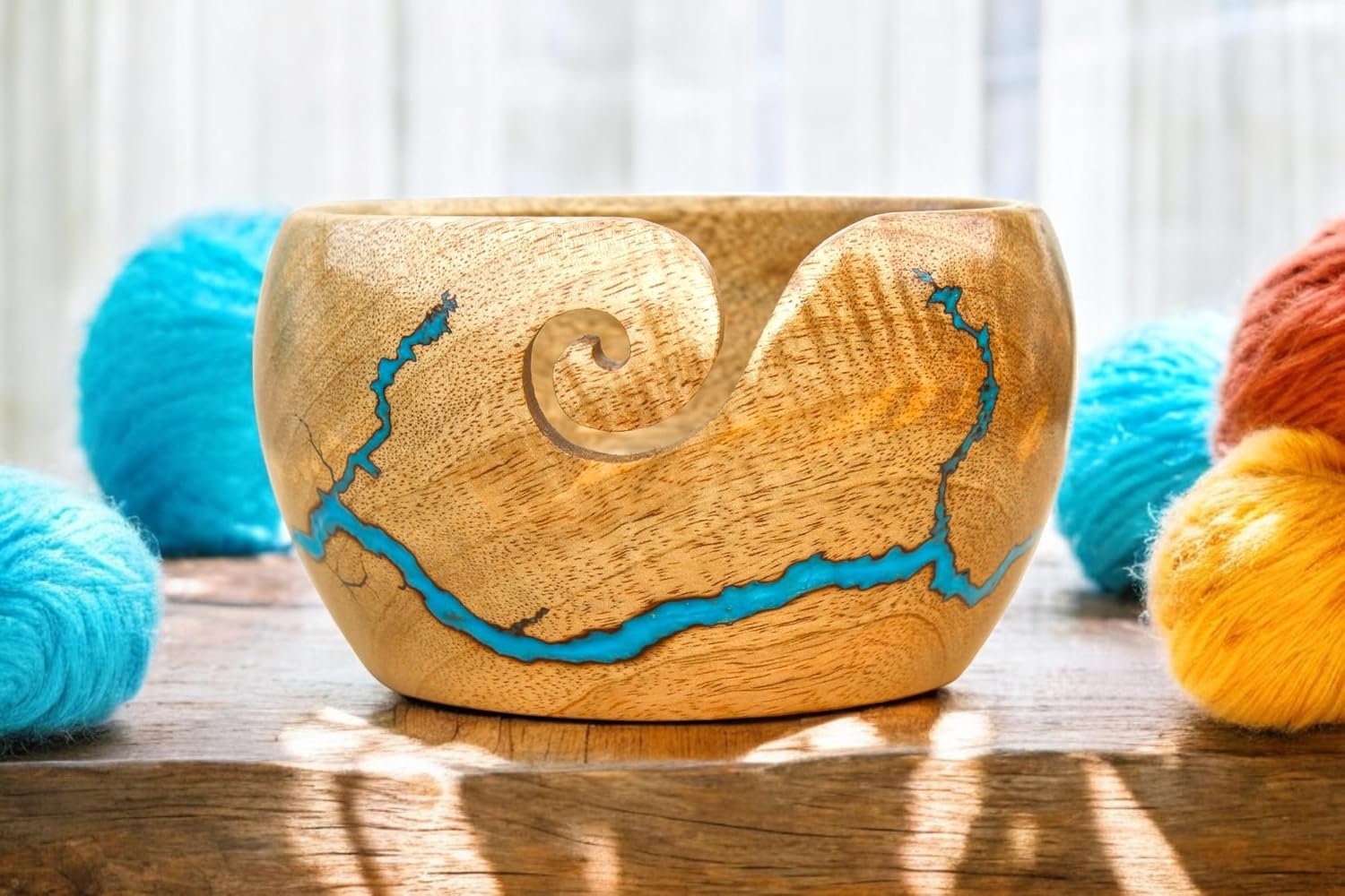 wooden yarn bowls for crocheting | yarn holder for crocheting | crochet yarn bowl | knitting bowl | large crochet bowls for yarn (Size-(7*4) inch)
