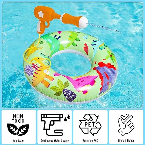 Miniatura 4 de Parentswell Juego de fiesta en la piscina  Anillos inflables de natación para piscina, tubos de piscina con pistolas de agua y pelota de playa,