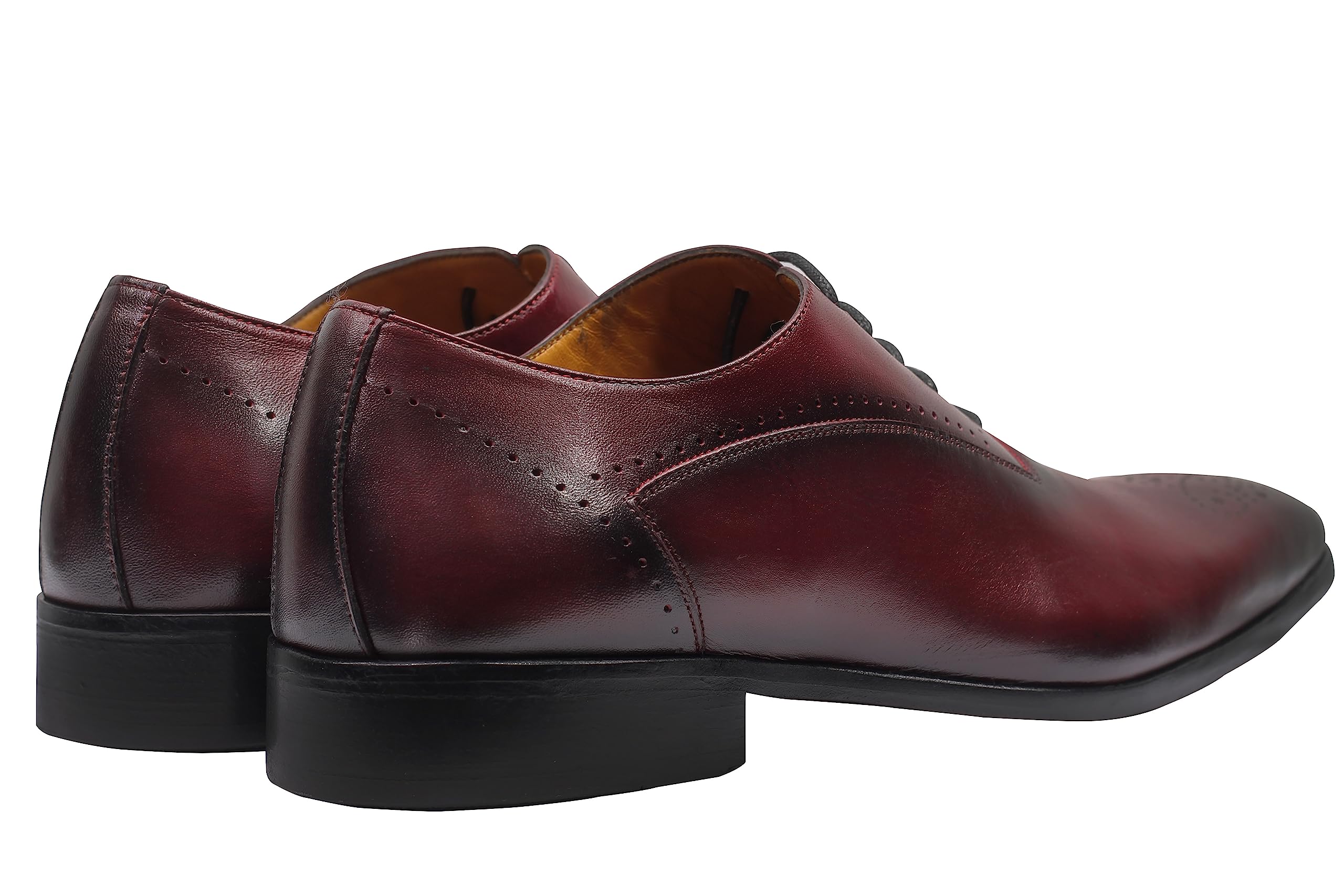 Scarpe da Uomo in Vera Pelle di Vitello, Suola in Pelle, Classiche, Fatte a Mano, Semi Brogue, Stringate