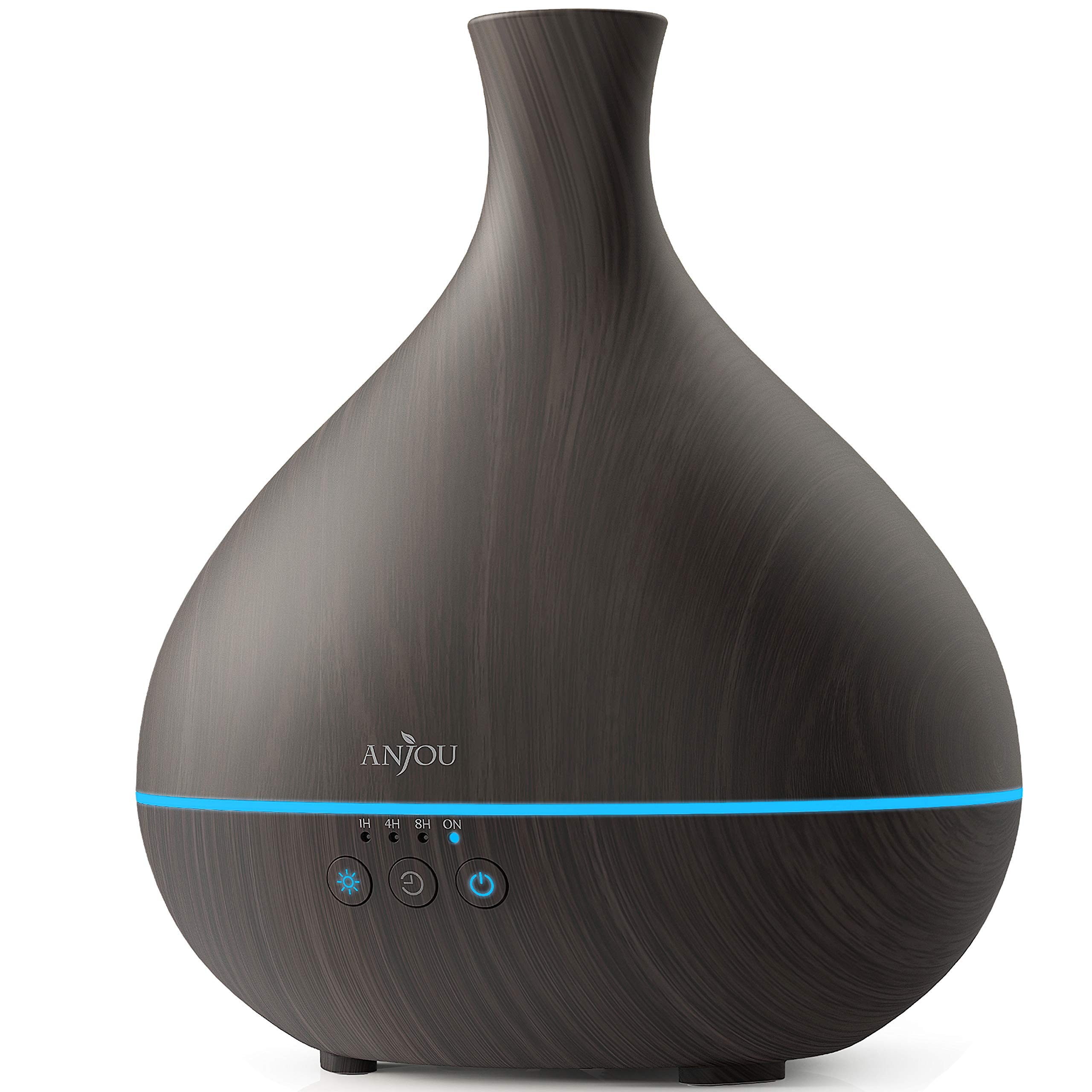 Essential Oil Diffuser,Anjou 500ml Cool Mist Humidifier,One Fill for 12hrs Consistent Scent & Aromatherapy, World's First Diffuser with Patented Oil Flow System for Home & Office,Wood Grain