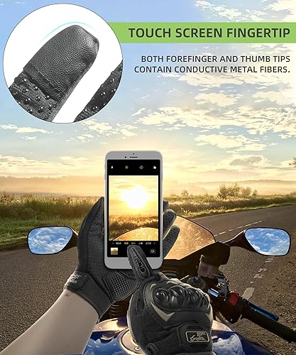 Miniatura 6 de RACOONA Guantes de motocicleta, guantes de motocross, accesorios de automóvil, guantes de motocicleta con pantalla táctil para BMX ATV MTB, carreras