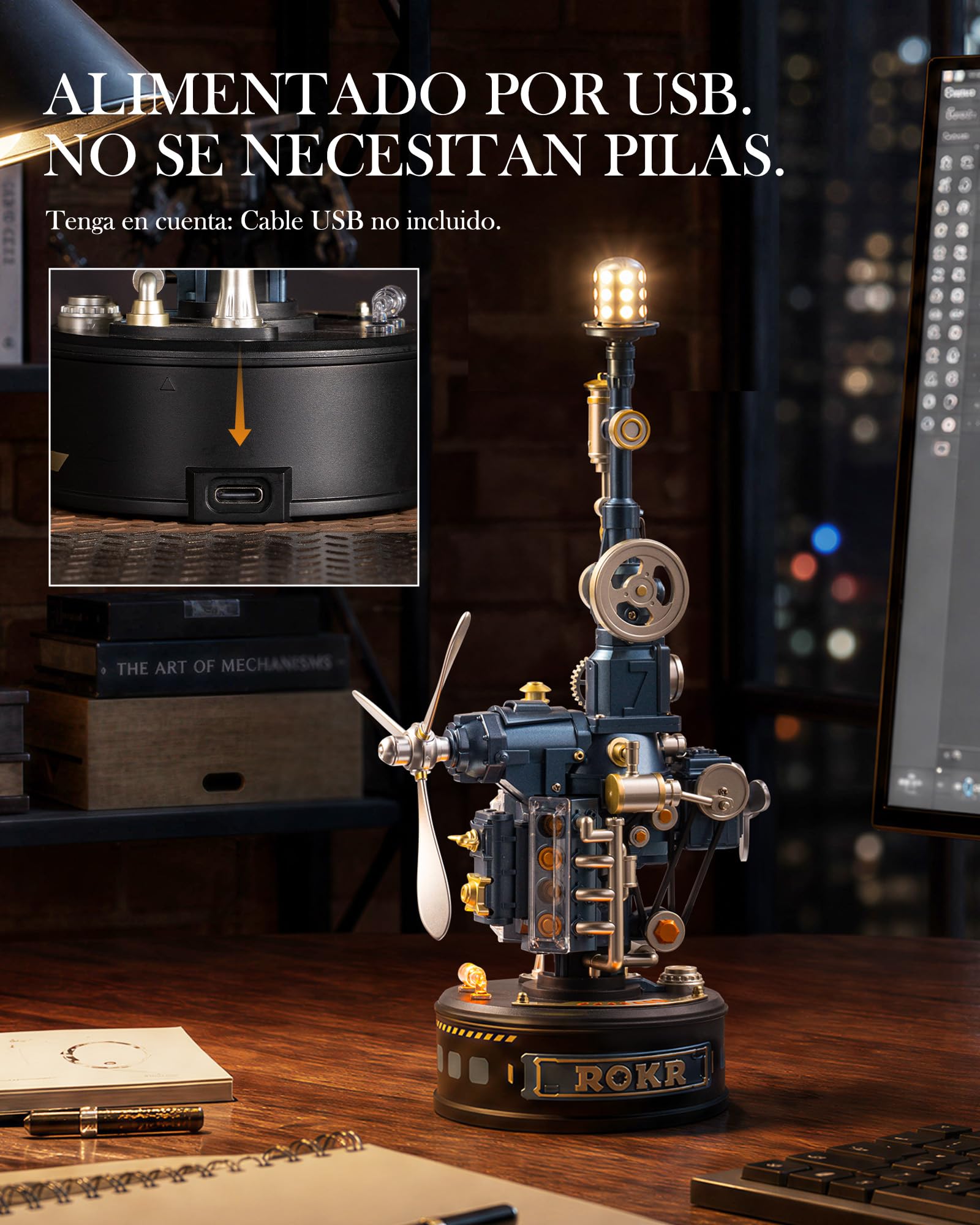 ROKR Puzzle 3D Modelo de Montaje Mecánico Torre Baliza Beacon Tower CGL04 | Maquetas para Construir Adultos Plástico Metal, Regalos DIY de Temática Industrial