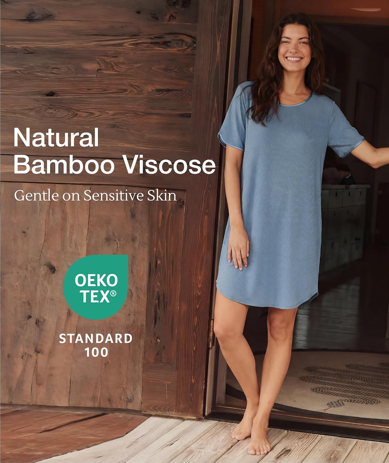 GYS Bamboo Viscose Nightgowns for Women, Summer Cooling Night Shirts for Hot Sleepers Silky Soft Sleep Dress