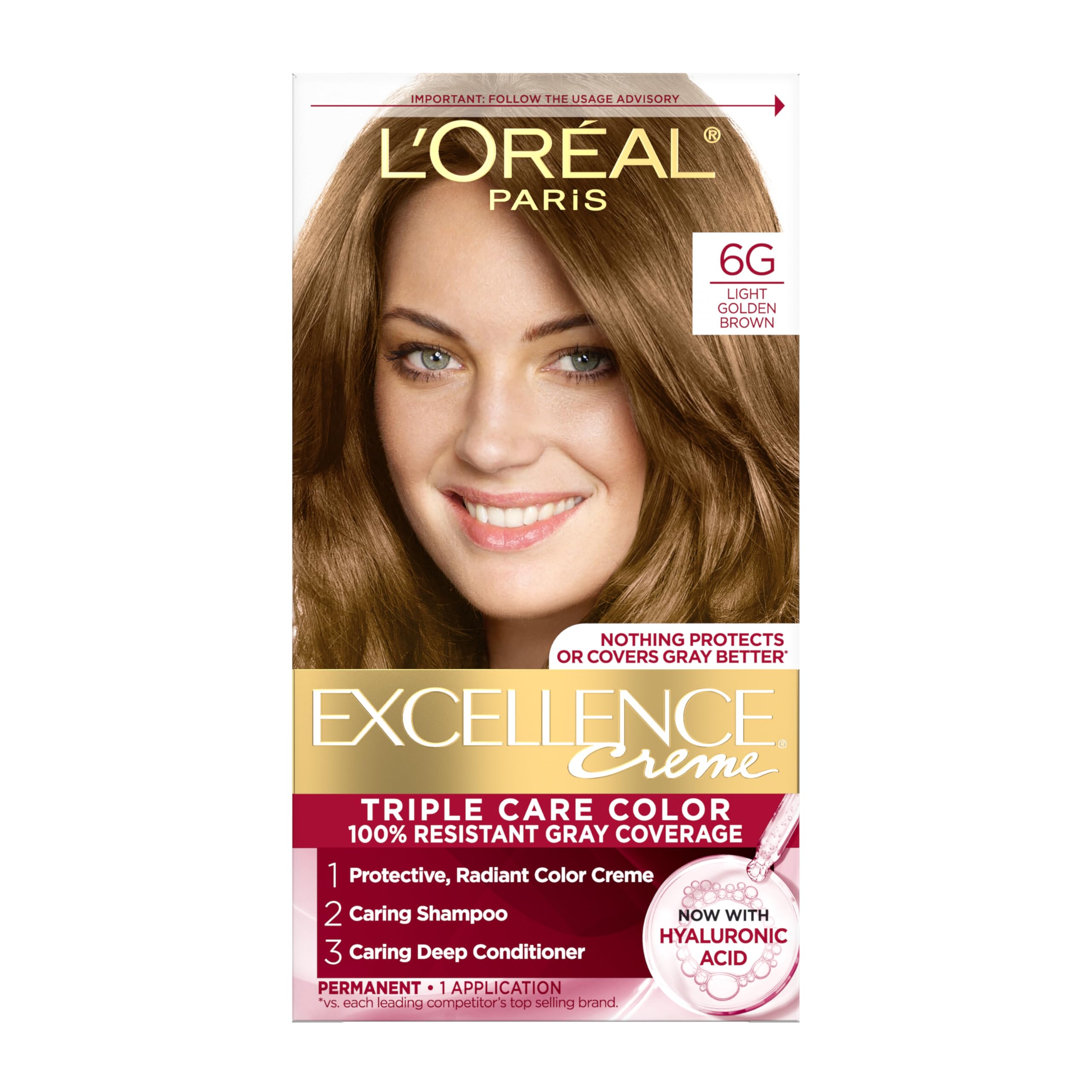 LOreal Excellence Creme Pro Keratine 6G Light Golden Brown Warmer for Unisex - 1 Application