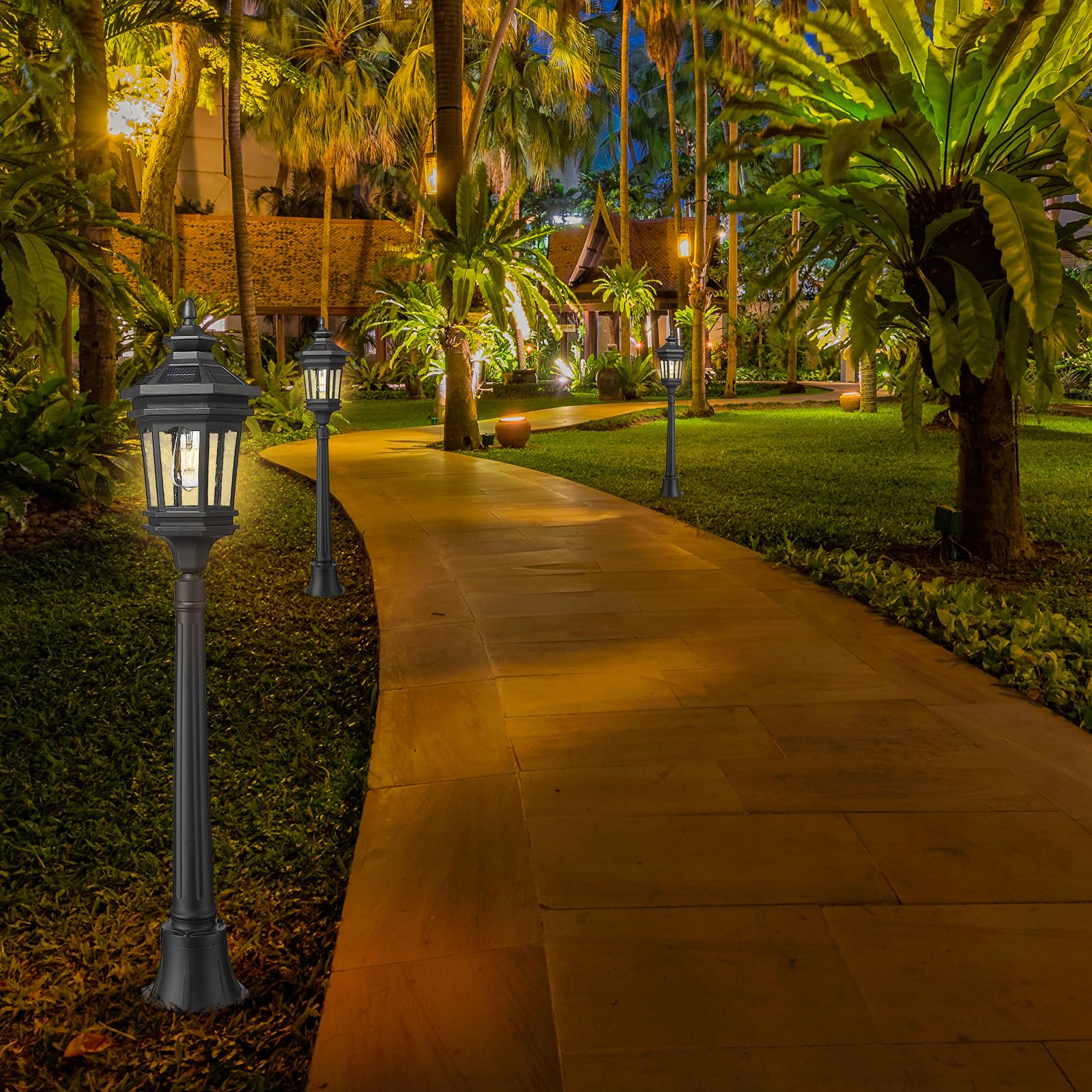 Darkaway 41inch Solar Post Lights Lamp Outdoor Pole Light Fixture, Dusk To Da - View #3