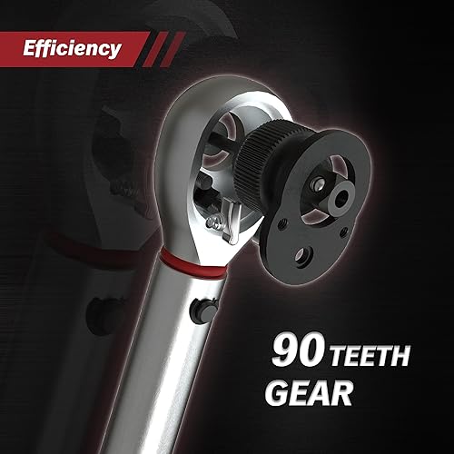 Miniatura 2 de Thorstone Llave dinamométrica de 12, 10-150 FT-LB13.6  203.5 Nm Llave dinamométrica de 90 dientes de engranaje, básculas de doble rango de doble