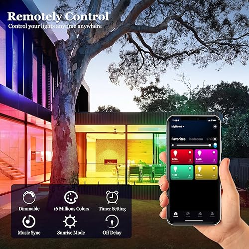 Miniatura 8 de Bombilla inteligente, WiFi y Bluetooth 5.0, A19 E26 800LM bombilla que cambia de color, blanco cálido a frío, luces LED regulables, control de