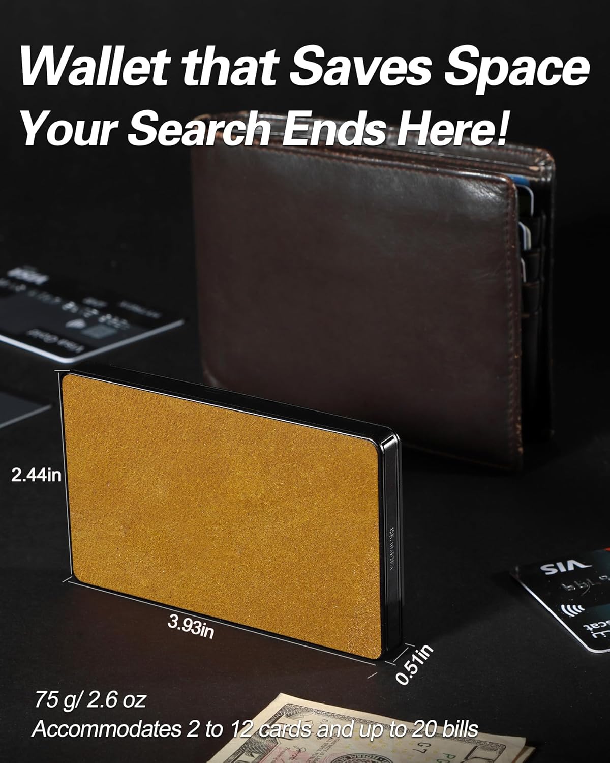 Wallet for men,Pop-up RFID Blocking Wallet with Money Clip,Slim Metal Wallet and Credit Card Holder - Image 4