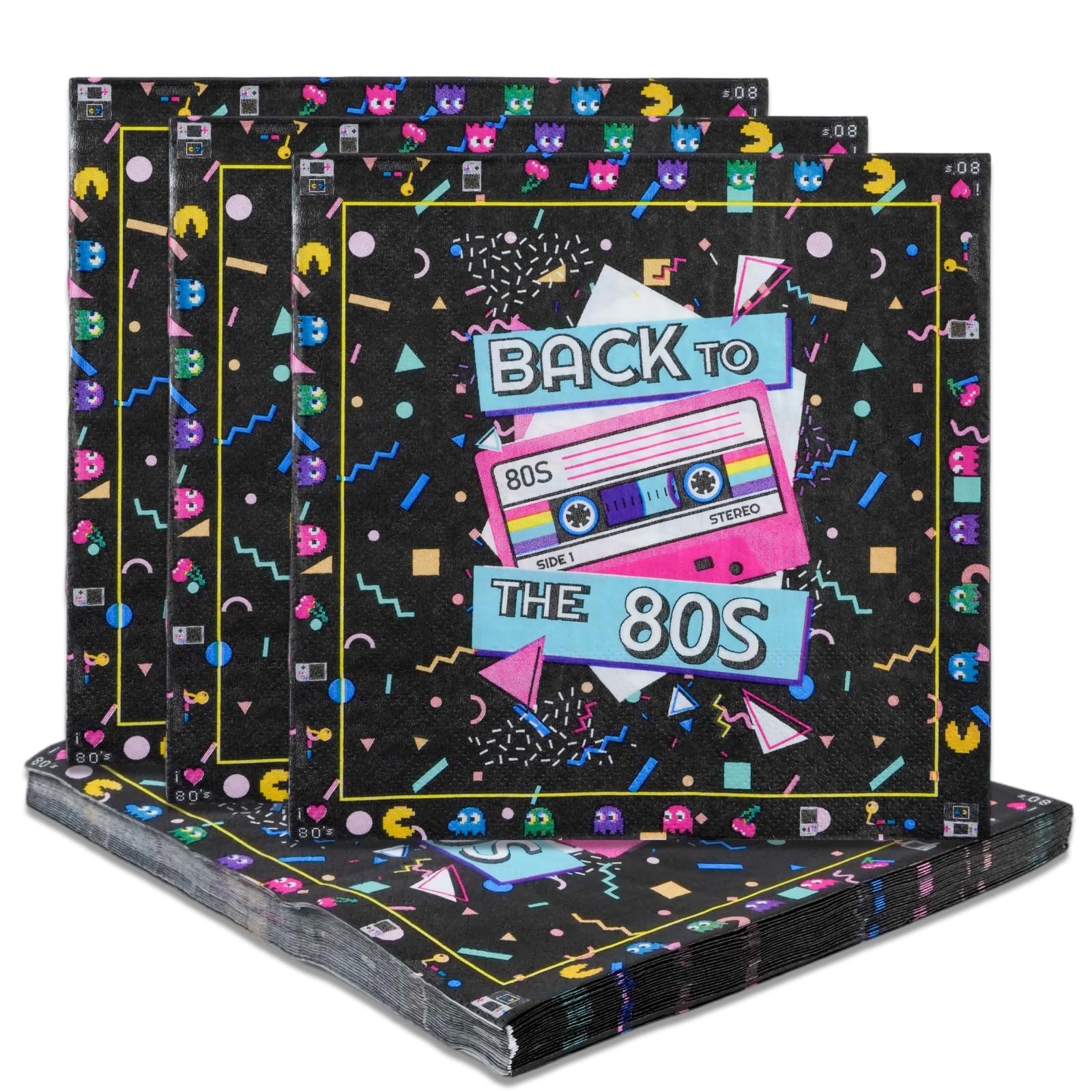 20PCS 80s-Themed Party Napkins, Retro Hip-Hop Napkins for Birthday Celebrations, Suitable for 80s-Themed Party Tableware Decorations (A-Colorful) โ image 1