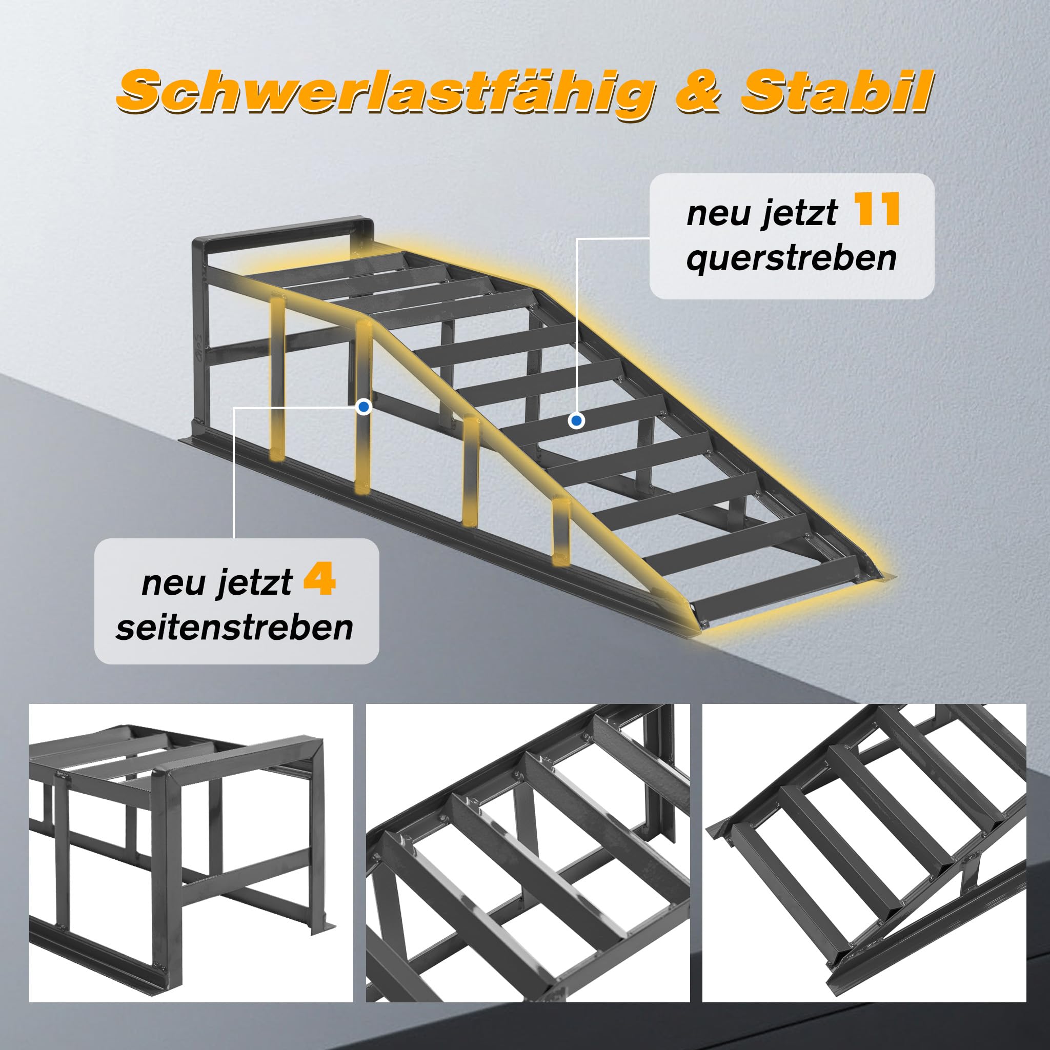 Zestaw 2 stalowych ramp podnoszących hydraulikę, szara