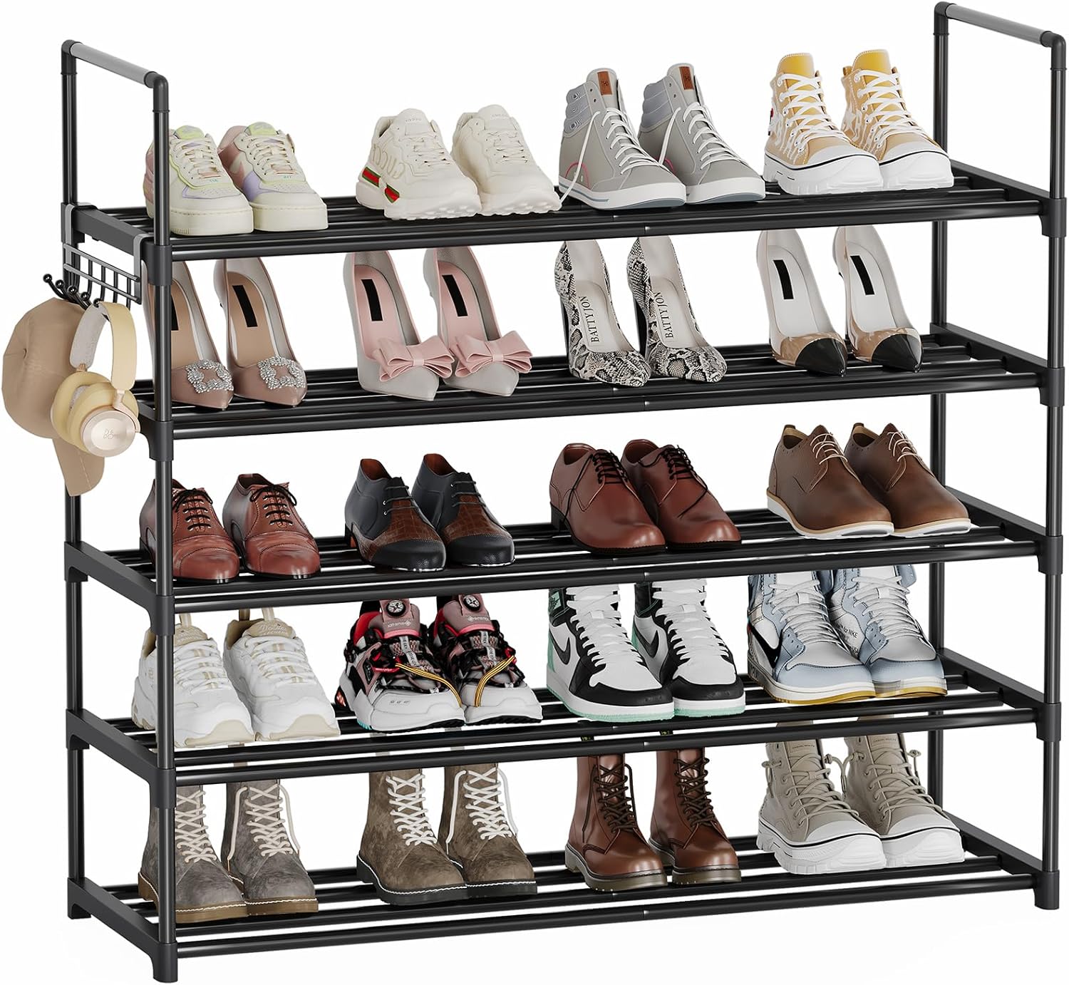 Shoe Rack - 5-Tier Shoe Organizer, Sturdy Shoe Storage Shelf, Perfect for Front Door Entrance, Closet & Entryway, Easy to Assemble, DIY Layering Options (L - 5 Tier)