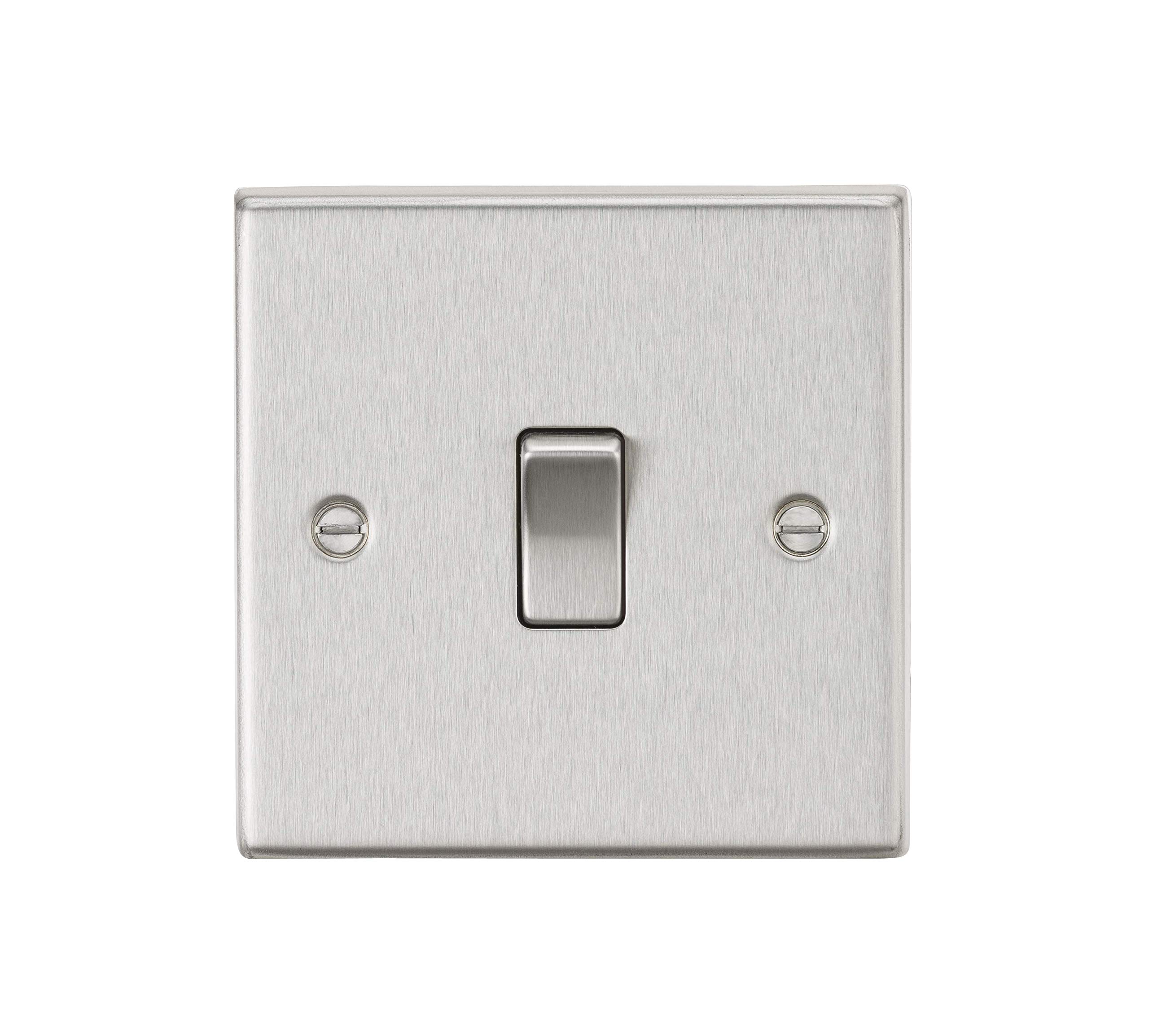 Knightsbridge Brushed Chrome 20A 1G Dp Switch - Square Edge