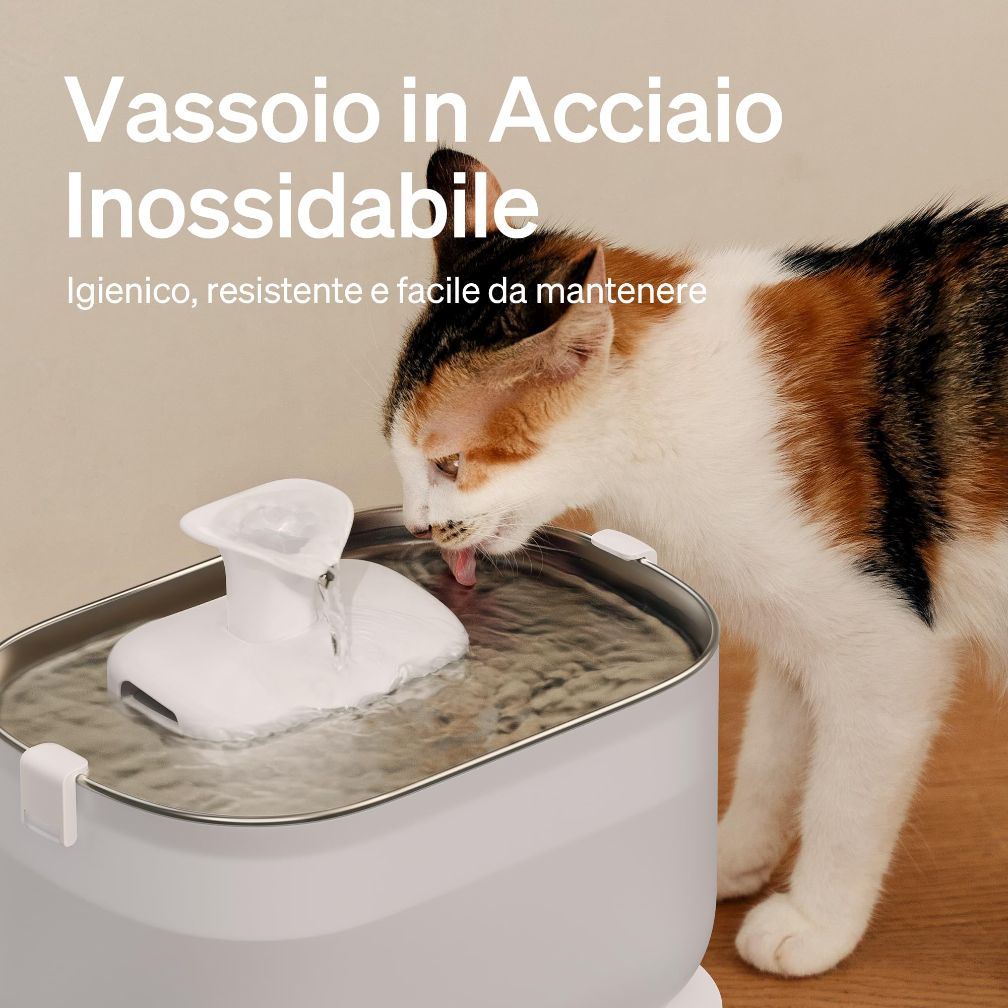 PETLIBRO Dockstream - Fontana dell'acqua per gatti con pompa senza fili, in acciaio inossidabile, facile da pulire, 23 dB, ultra silenziosa, due modalità di consumo, senza BPA, 2,5 l