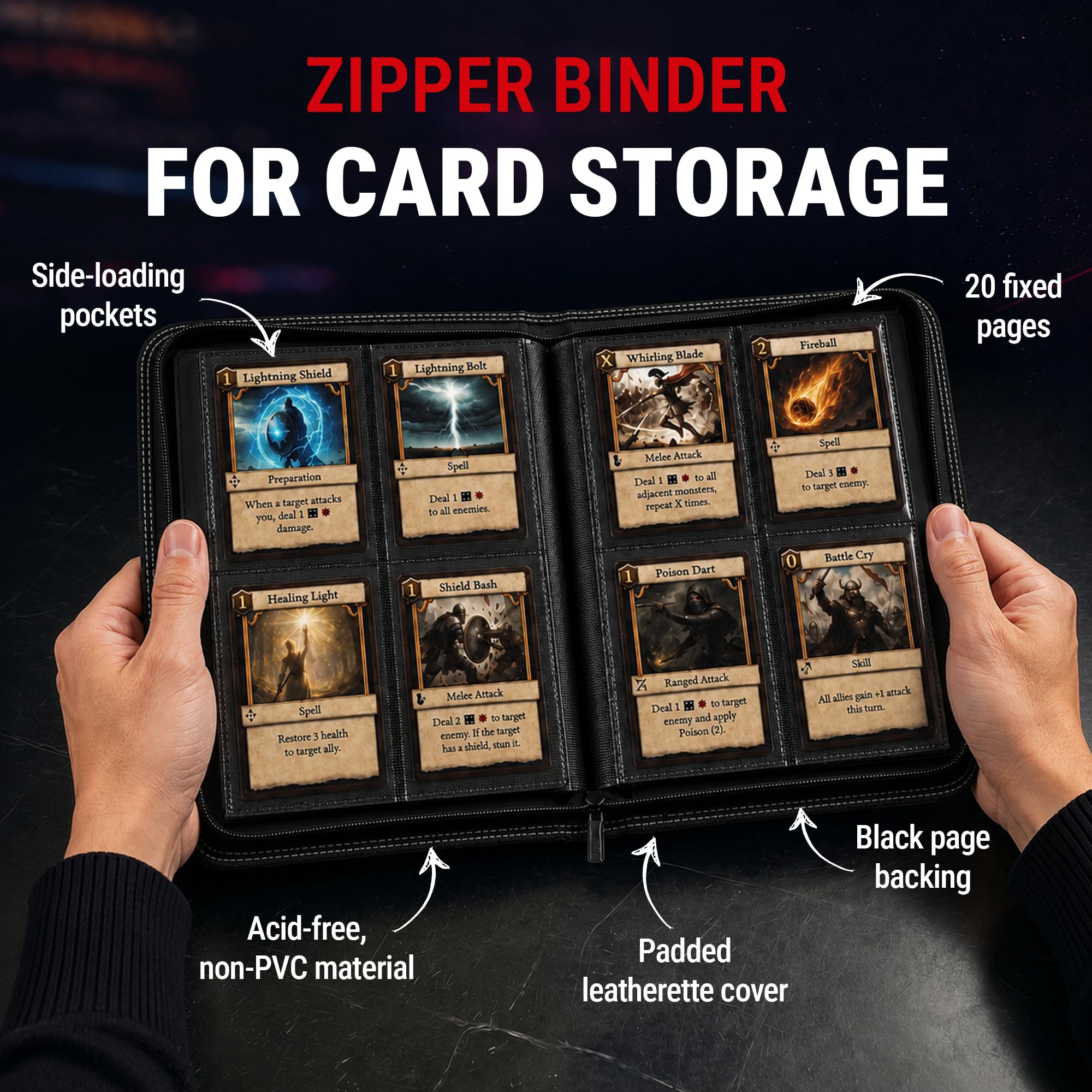 Ultra PRO - 4-kieszeniowy Toploader zapinany na zamek Premium Pro-Binder: trzyma, przechowuje i chroni karta w standardowym rozmiarze, sportową, baseballową lub kolekcjonerską