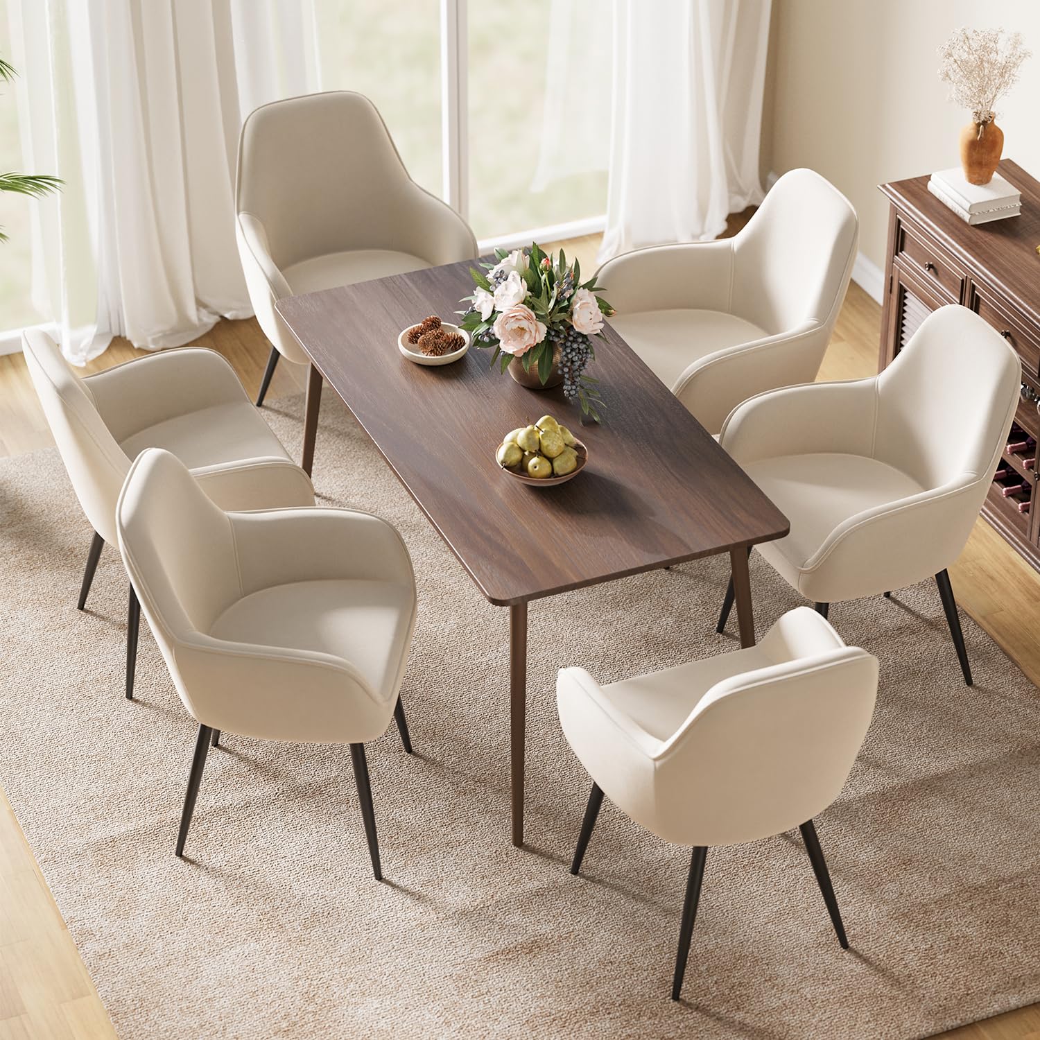 ELUCHANG Esszimmerstuhl 2 4 6er Set, Küchenstuhl, Polsterstuhl, Sessel Bequem mit Armlehne, Loungesessel, bis 150 kg Belastbar, Samt, für Esszimmer, Küche, Wohnzimmer
